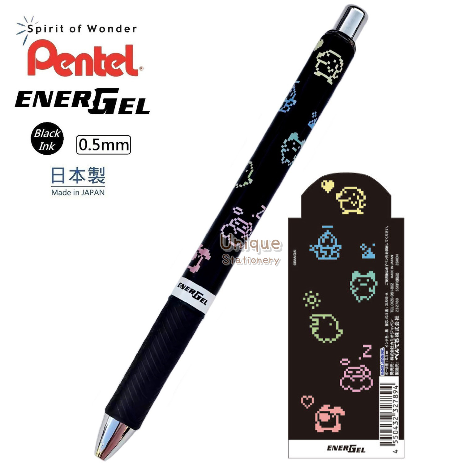 現貨｜TAMAGOTCHI 他媽哥池 日本製 Pentel EnerGel 0.5mm 黑色 啫喱筆 (232789)