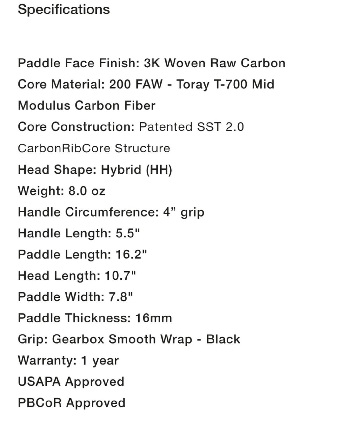 Gearbox匹克球拍GX2 Power 16mmPaddle Shape: Elongated & Hybrid