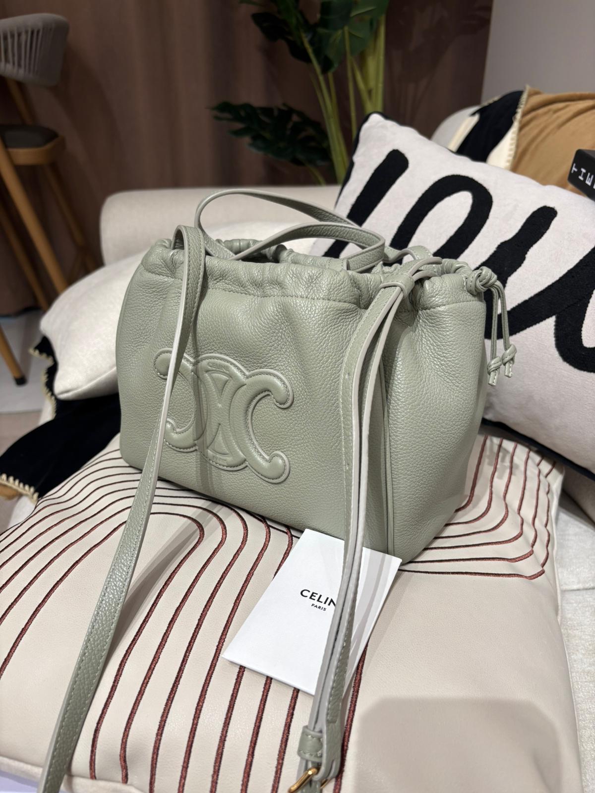 CELINE Triomphe Cabas Drawstring 2 way bag calfskin 100%Authentic, 99%New ✅Booklet✅Dust bag