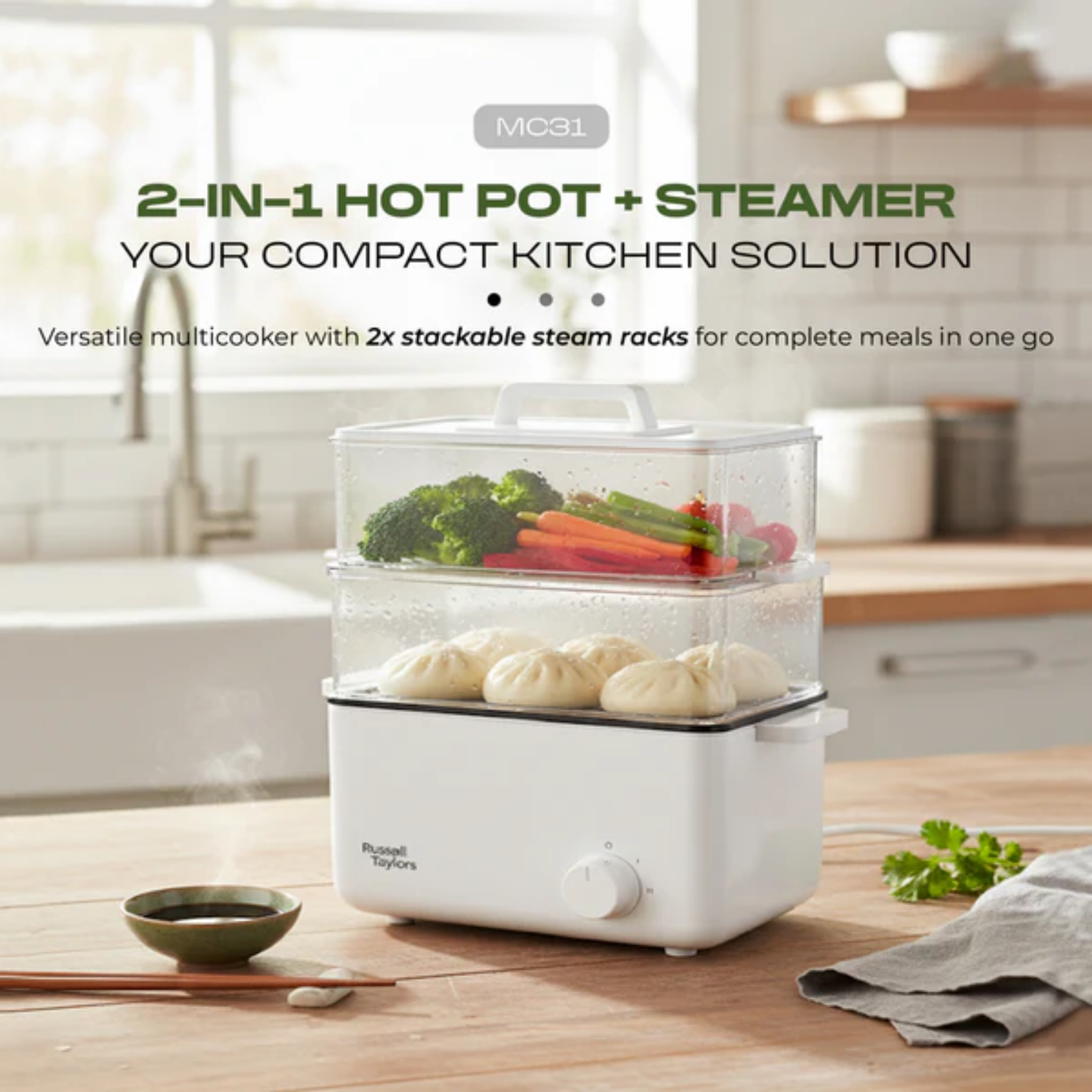 Russell Taylors 18L 3-Tier Food Steamer (MC31)