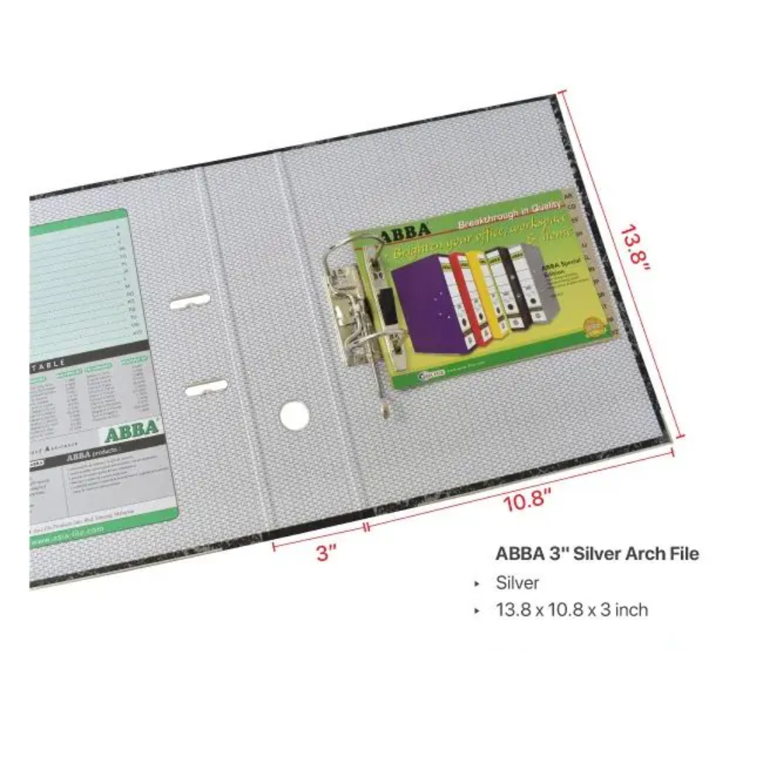 ABBA Silver Lever Arch File F4 3″