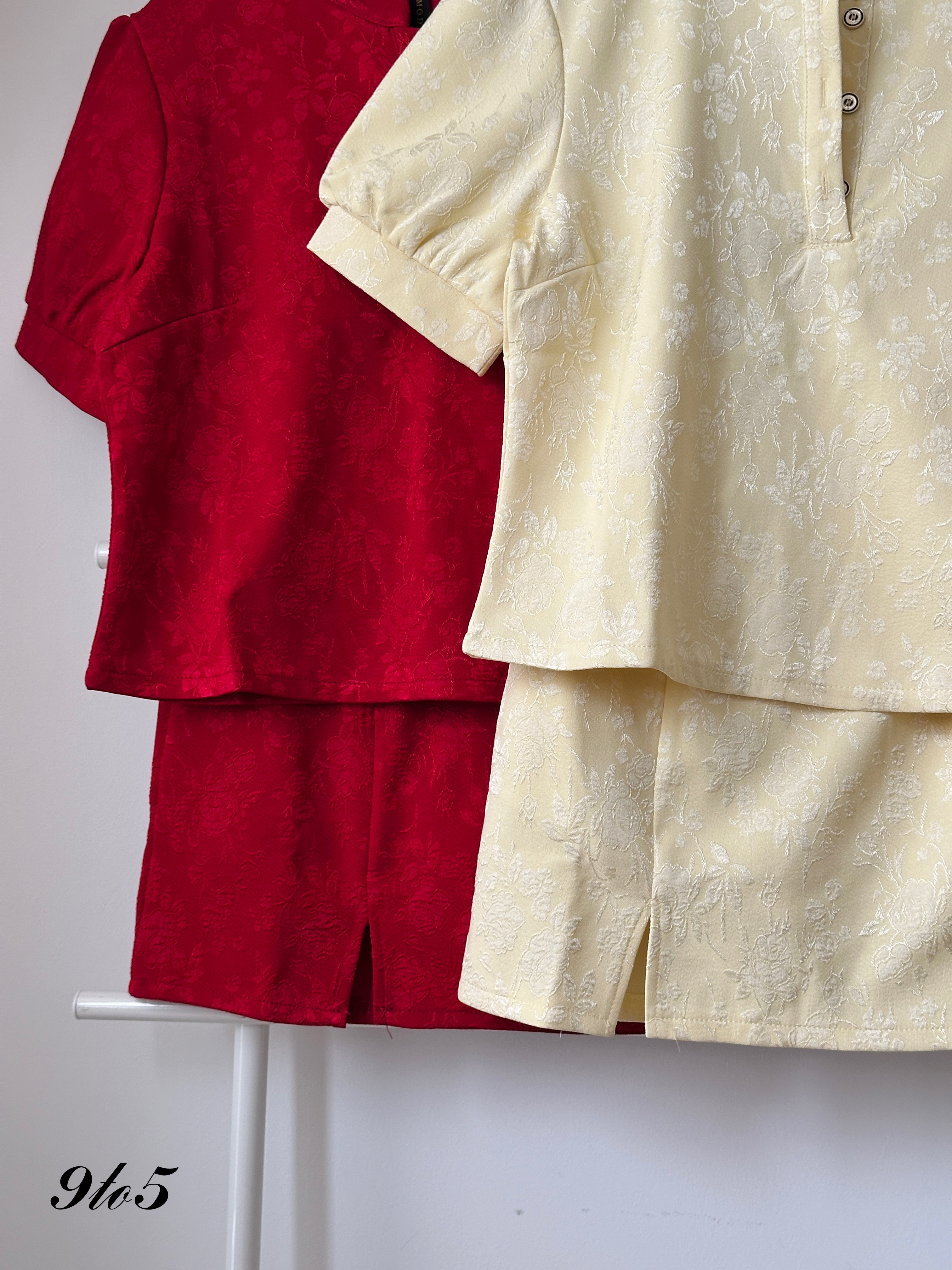 D2307 Puff Sleeve Cheongsam Matching Set - 3 Colors