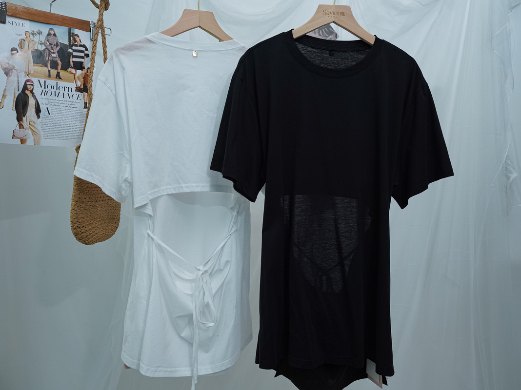 Simple Front, Tie-Back Asymmetrical T-Shirt ‖ 正面简约背后系带不对称T恤 KR01467132