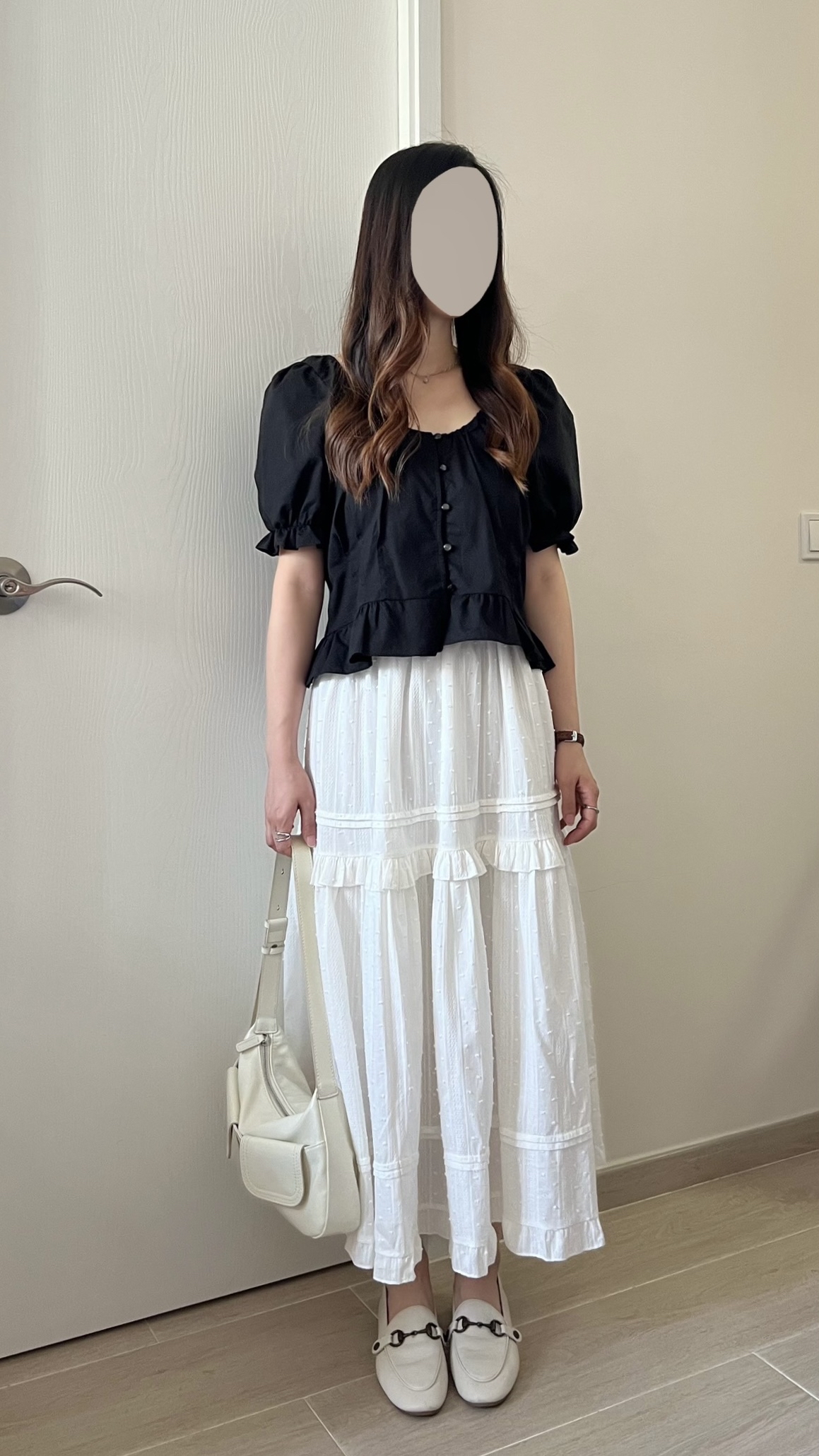 公主膊花邊短袖blouse