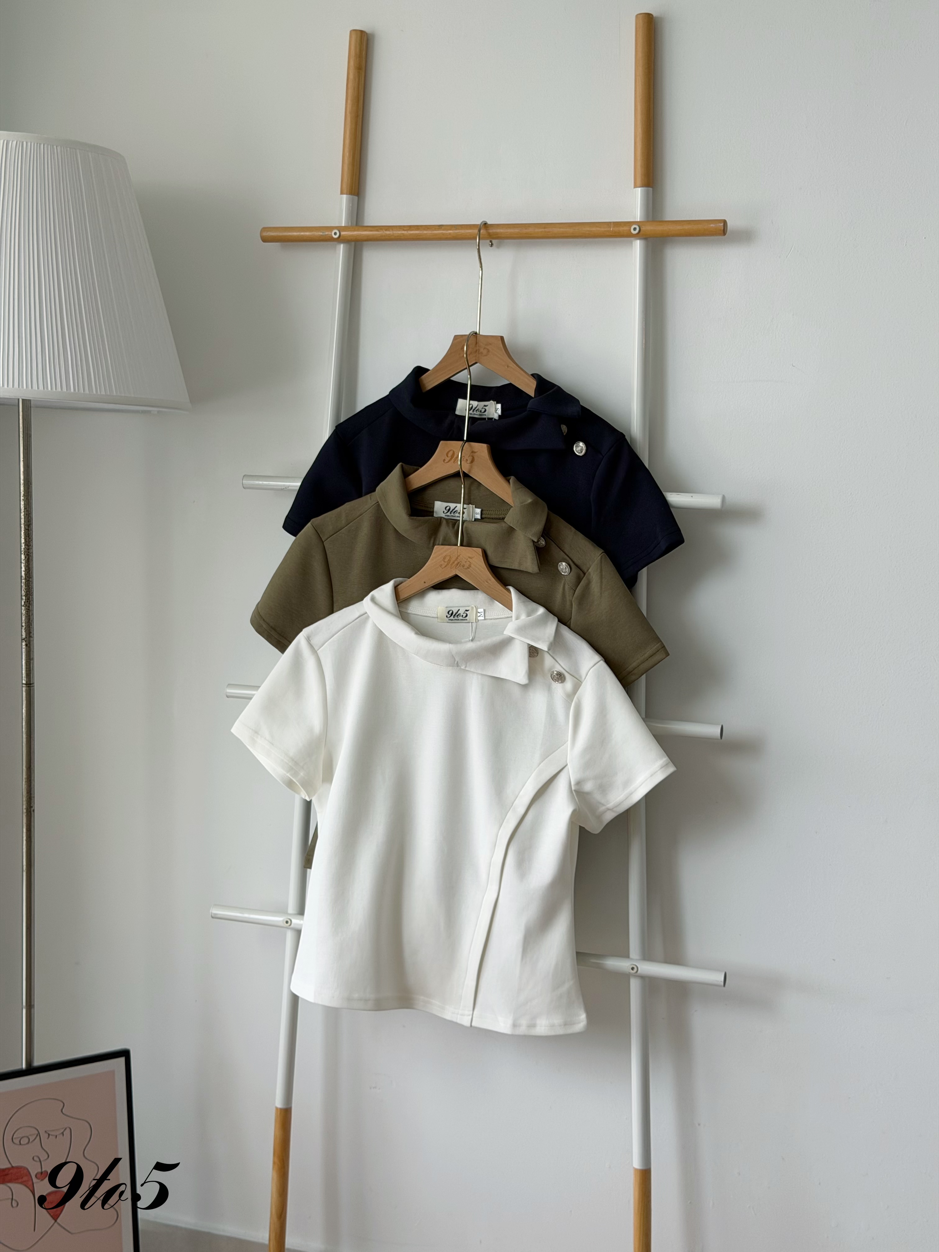 T4522 Irregular Collar Waisted Top - 3 Colors 