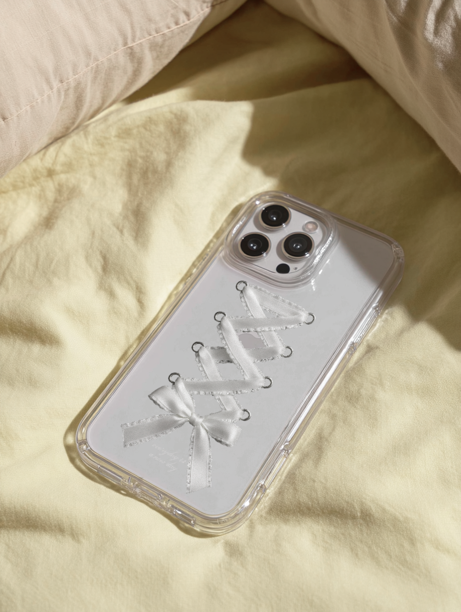 【Corset Milky Ribbon Bow】透明iPhone Case