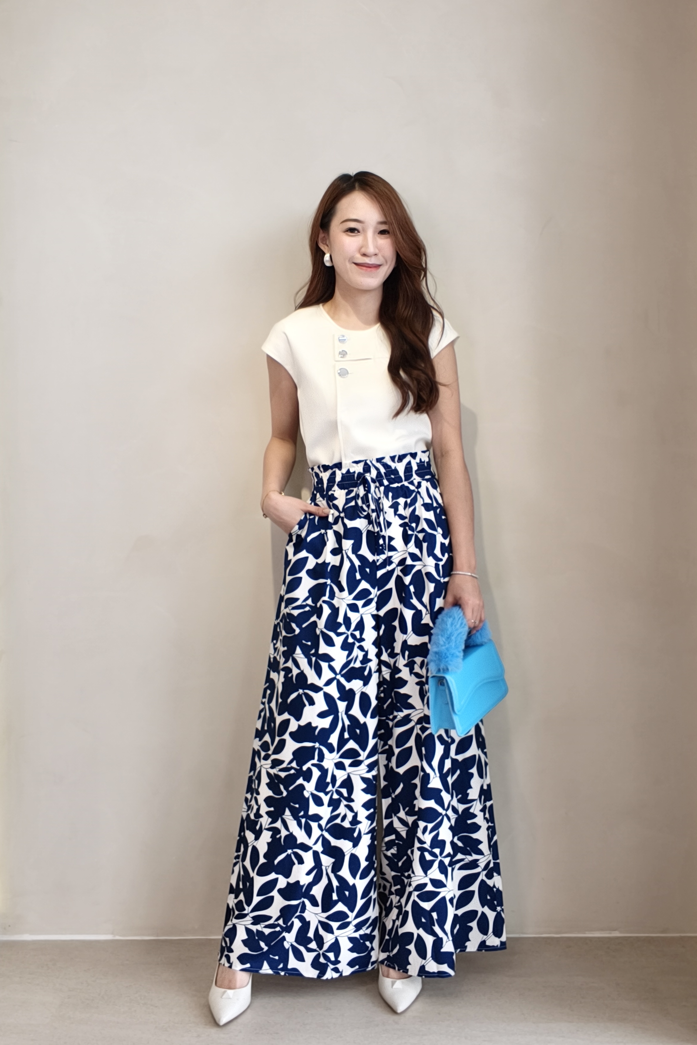 965 Azure Bloom Palazzo Pants