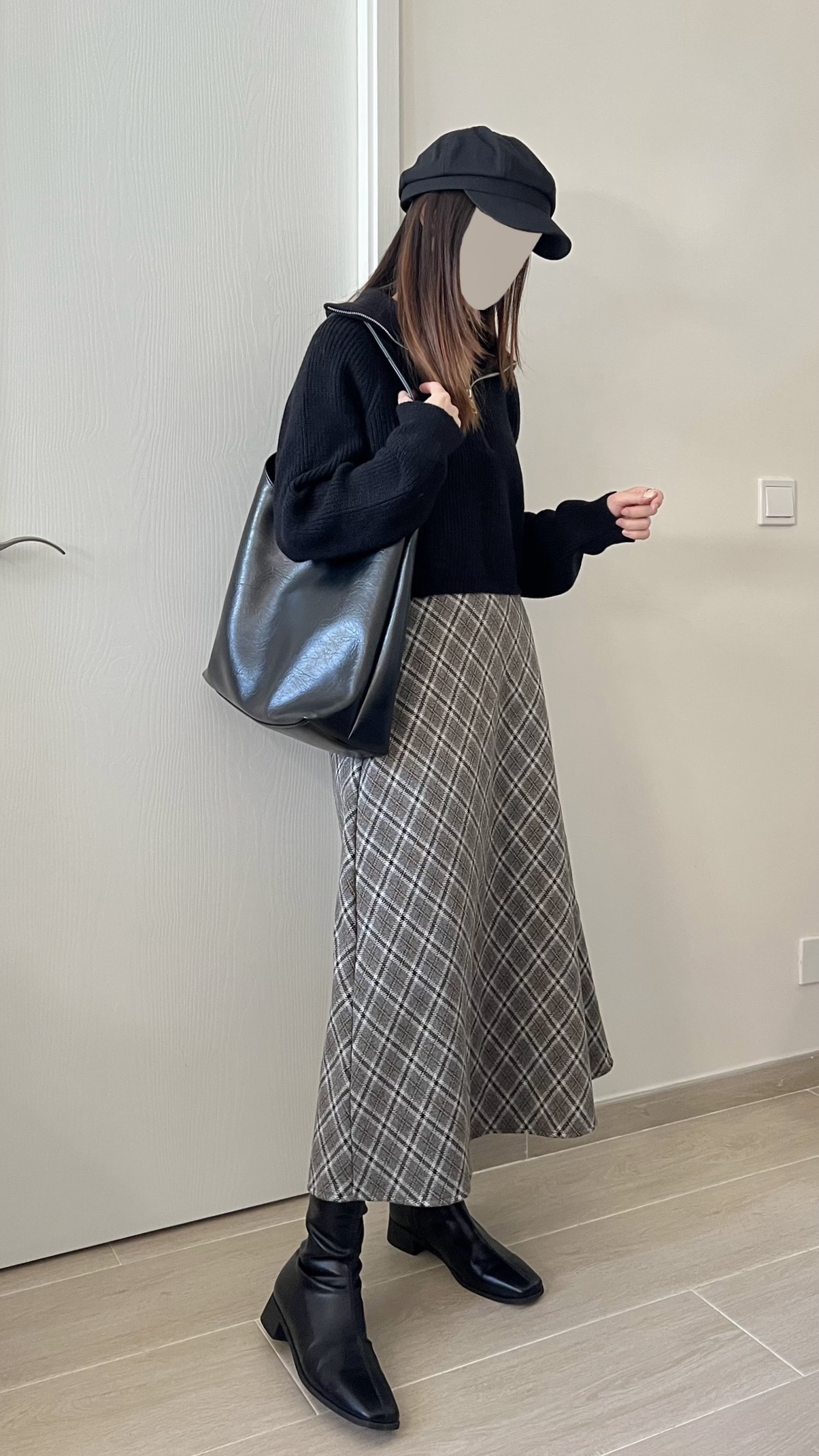 高質秋冬菱形格紋長裙 現貨