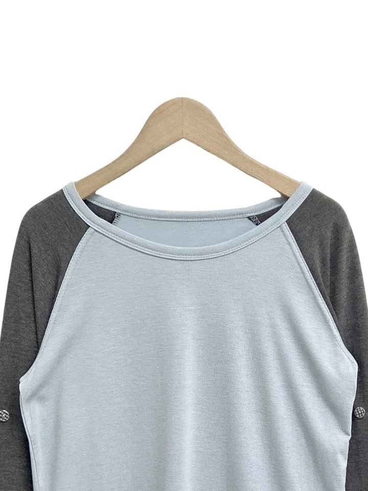 Roll-up Raglan Contrast Top