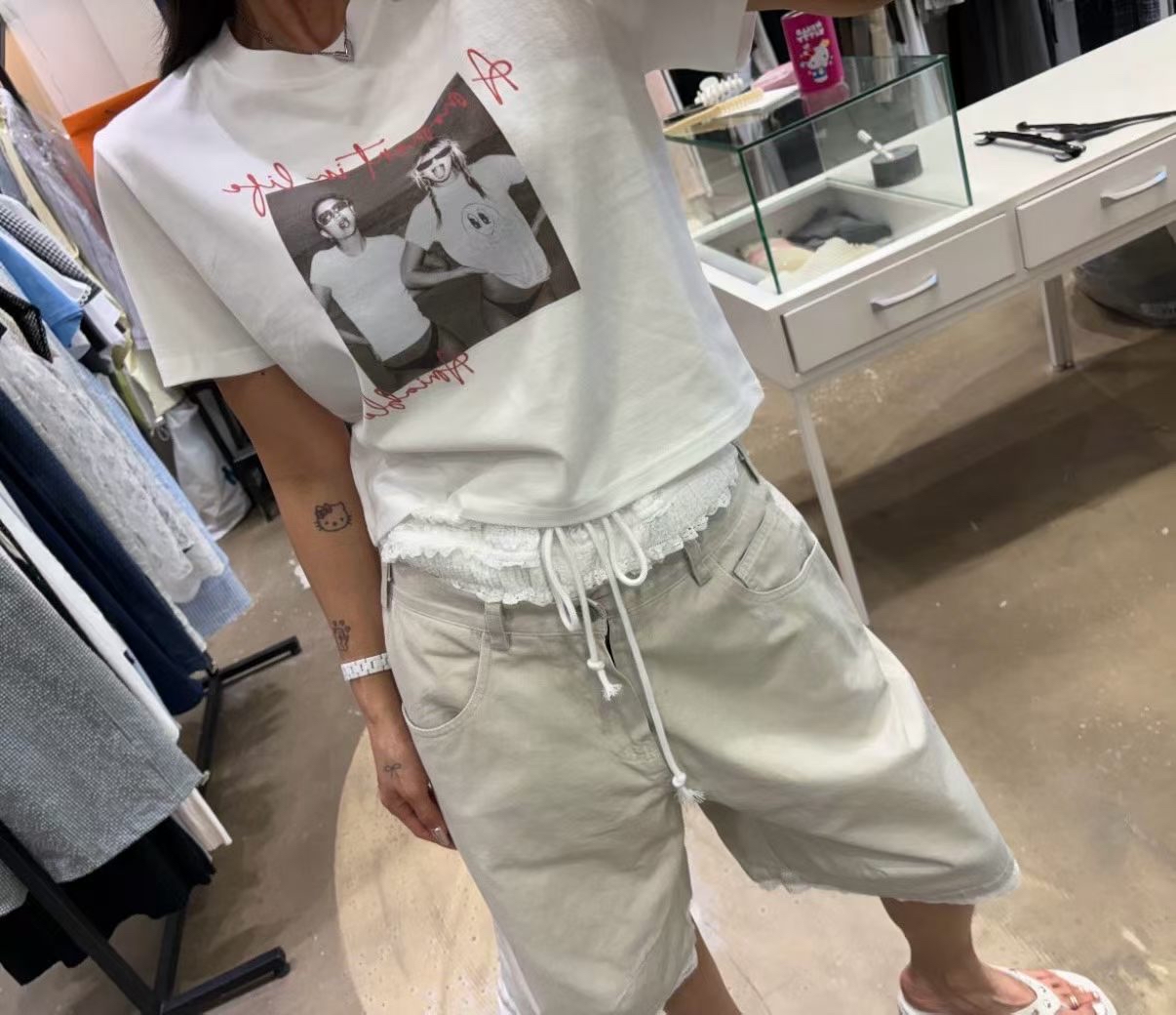 A14洗水print Tee