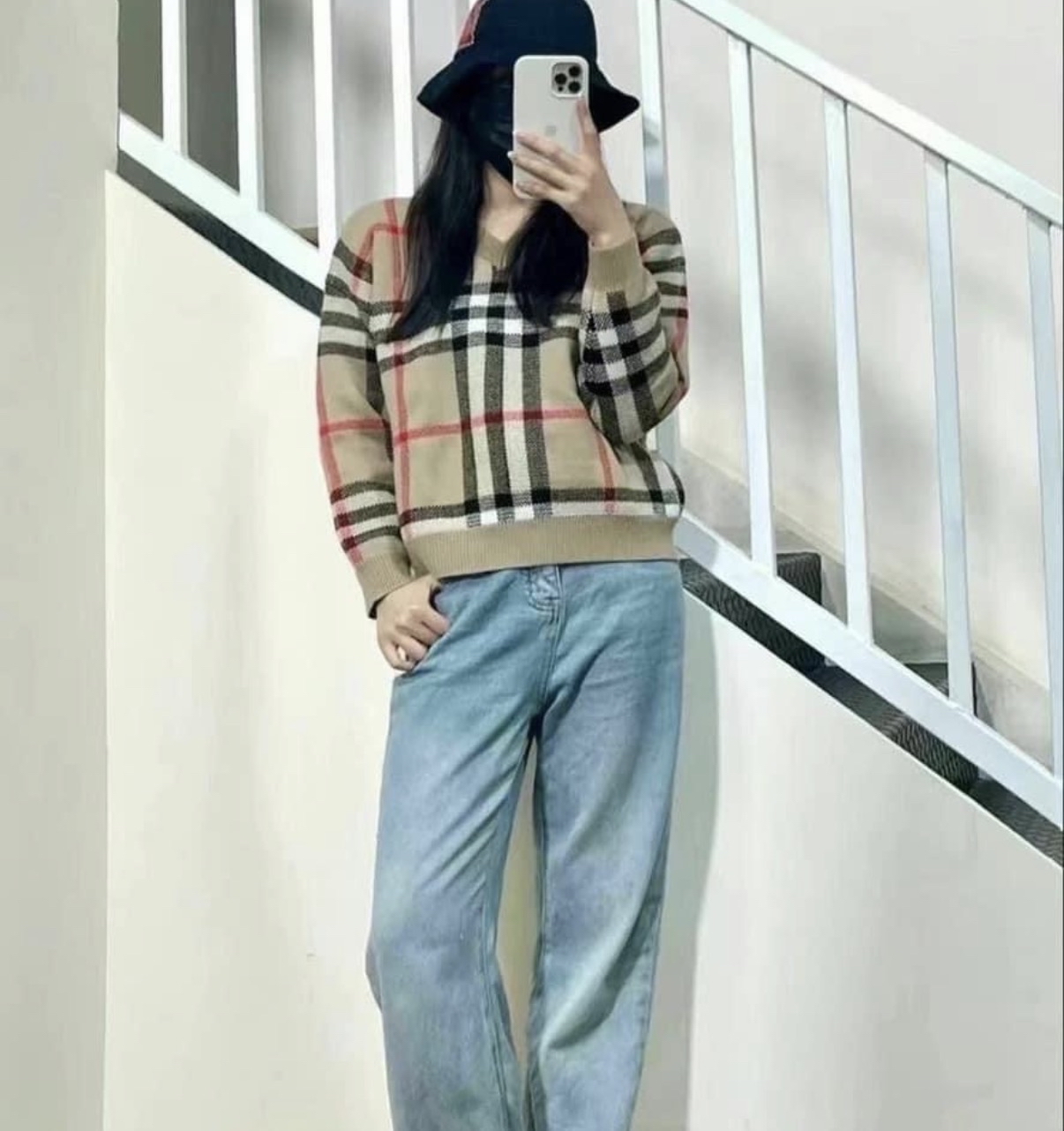Burberry kids 經典格仔冷衫 sz 12