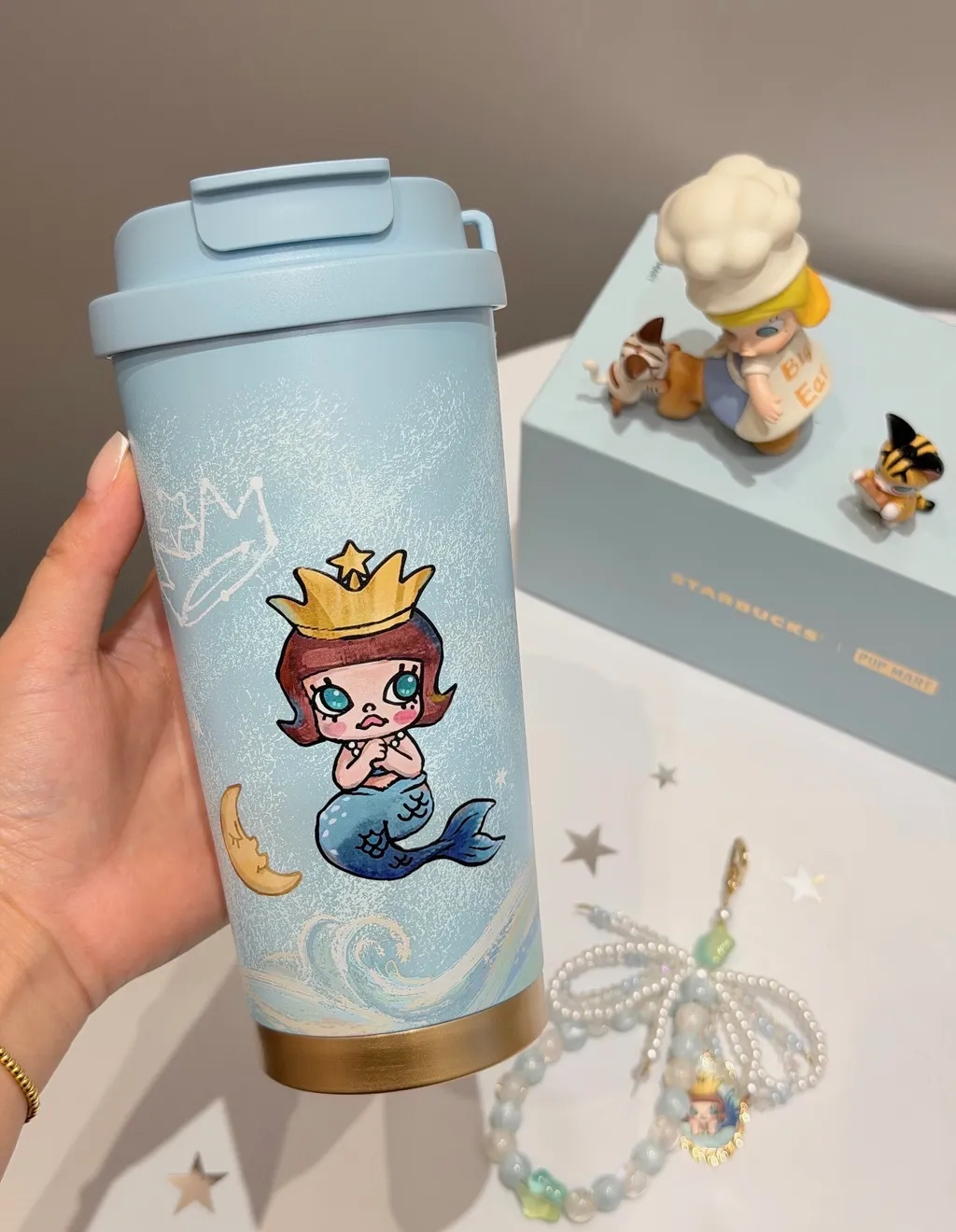 Starbucks中國限定 X Popmart   Molly海洋不鏽鋼杯 510ml