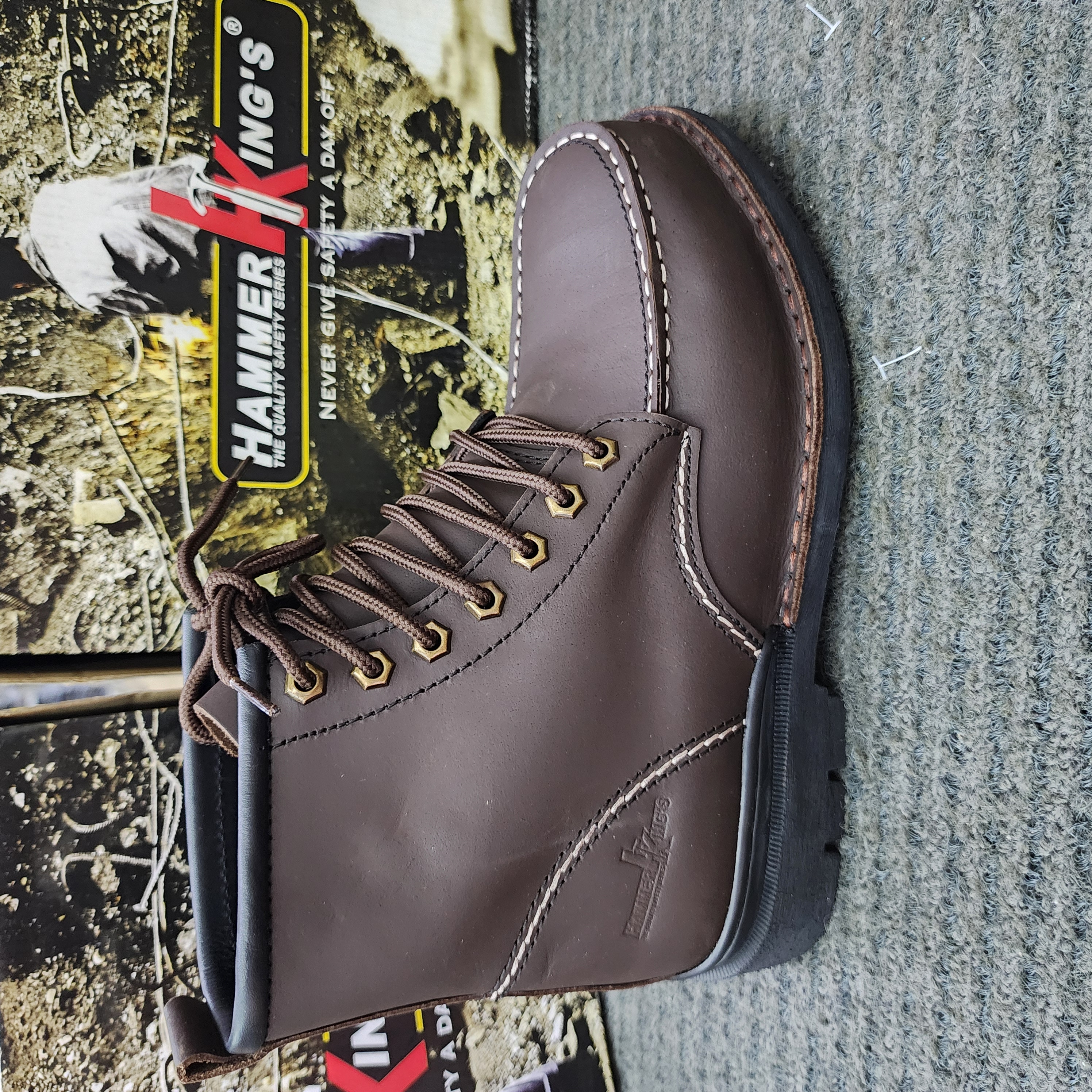 Hammer King 13007 Safety Shoes Boots Steel Toe Cap Steel Mid Plate Mid Cut Lace Up Premium Quality Genuine Leather SIRIM and DOSH Approved Kasut Keselamatan