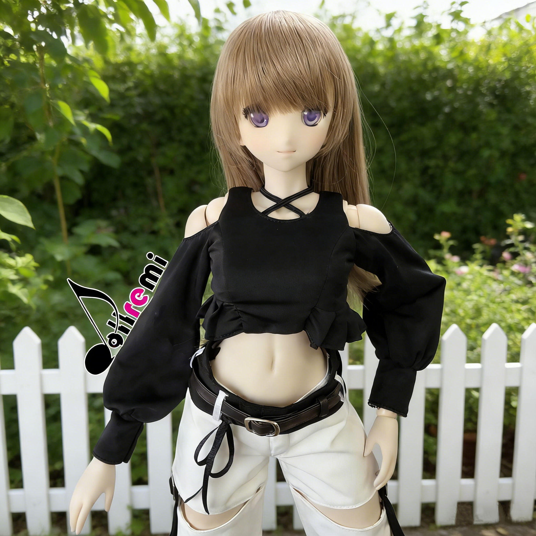 【dollremi】(DD0917B) 露肩長袖短款上衣 Off-shoulder long sleeve crop top