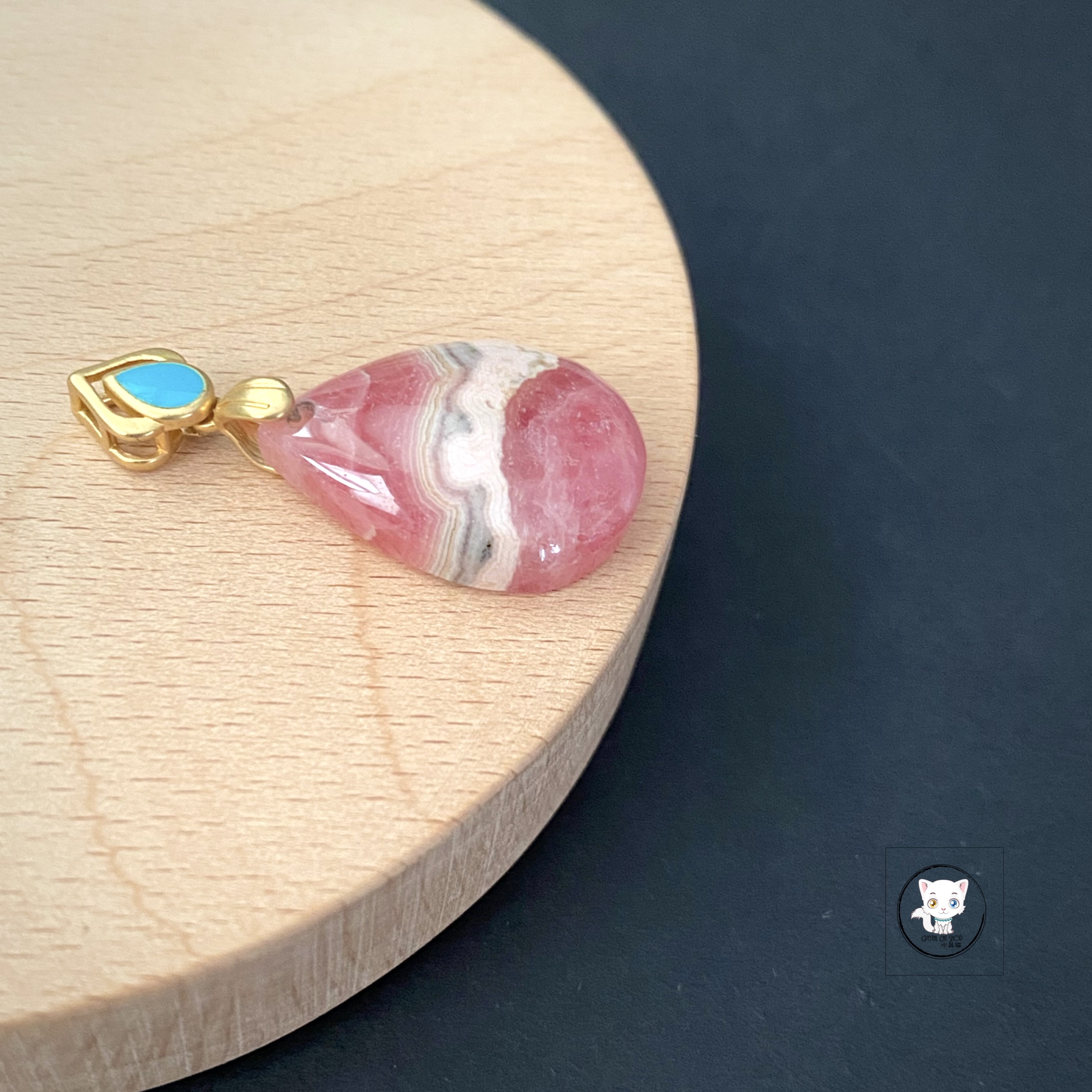 天然紅紋石愛心吊墜 24mm