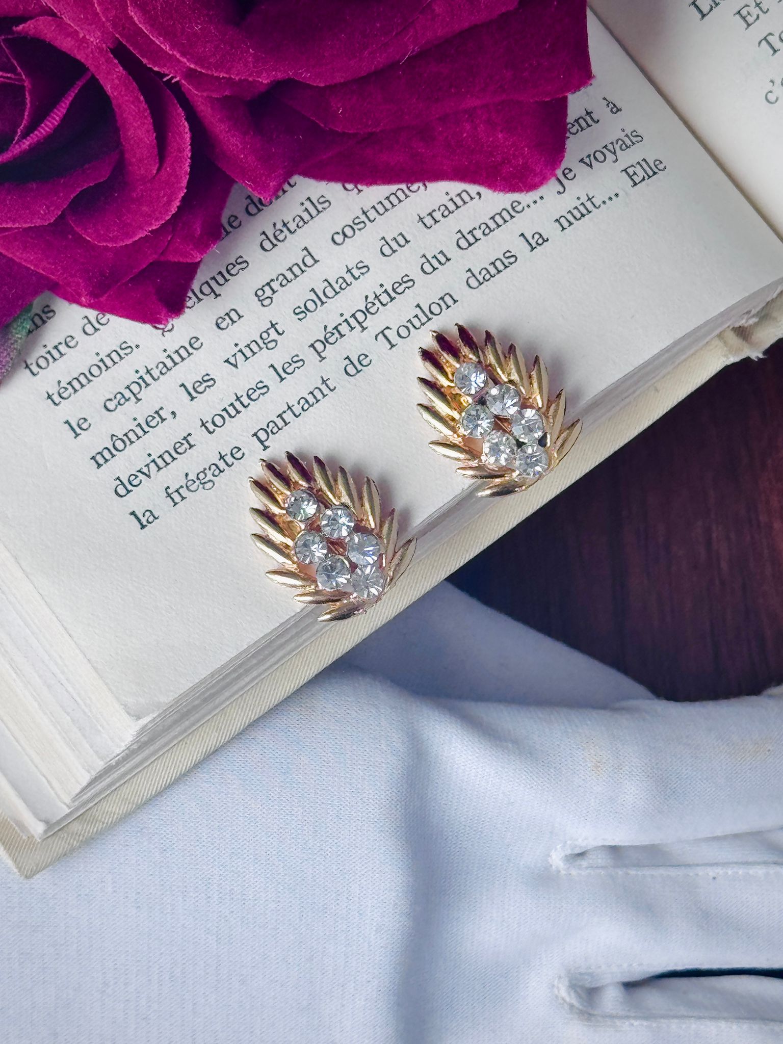 Vintage 1960-80s Sparkling Golden Harvest Clip Earrings (MT2589-8)