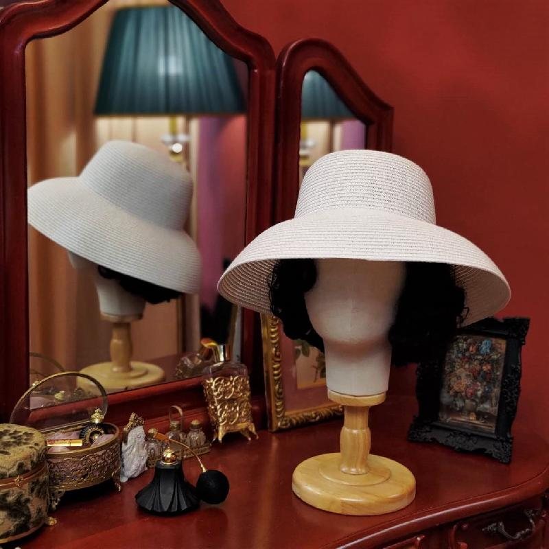 Hepburn Style White Summer Vocation Wide-Brim Sun Hat(MT906)