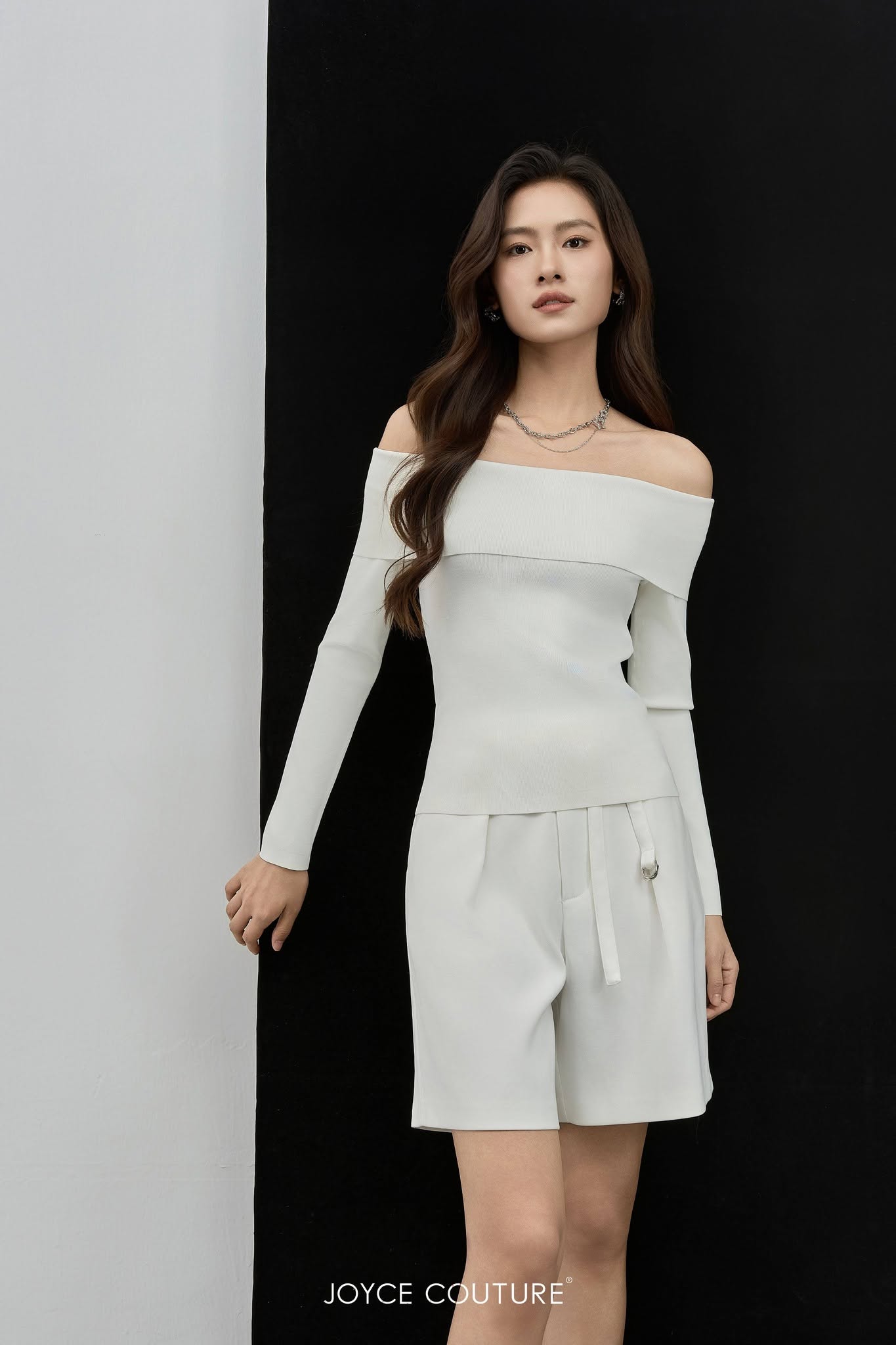 一字肩长袖上衣 T0697