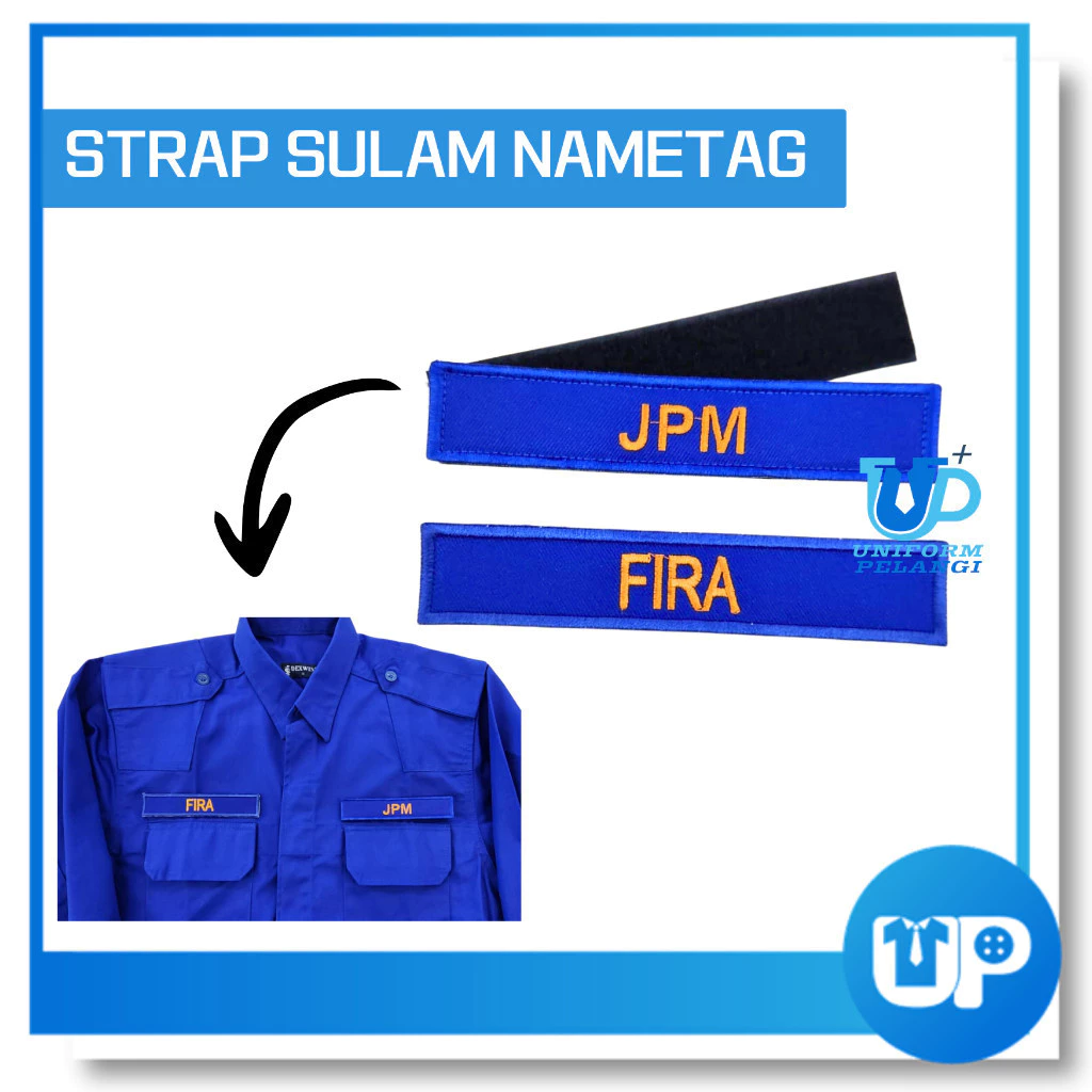 Nametag Sulam Velcro Strap (2.5cm x 12.5cm) Aktiviti Beruniform Embroidery Nametag