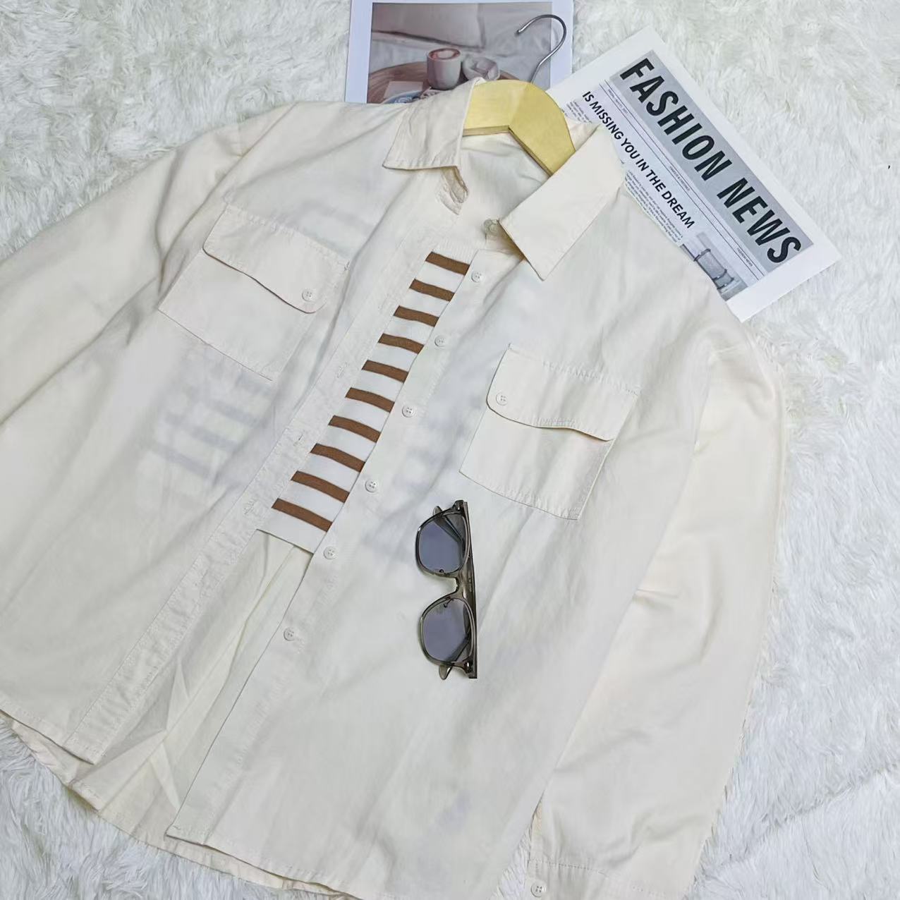 CC2001#82578 [Minimalist Pocket Shirt] Effortless Everyday Style