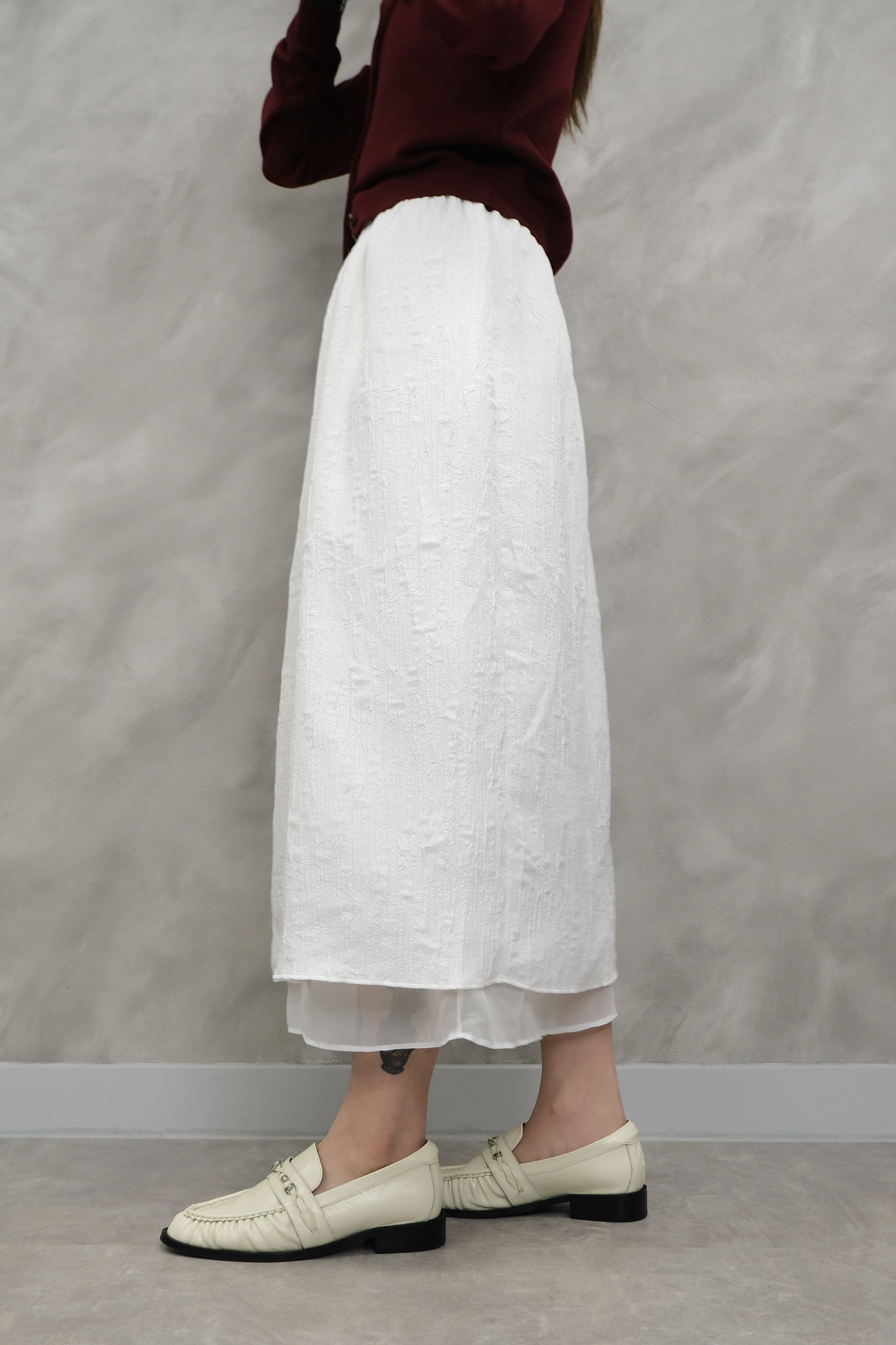 Textured Crinkle Midi Skirt #sk48