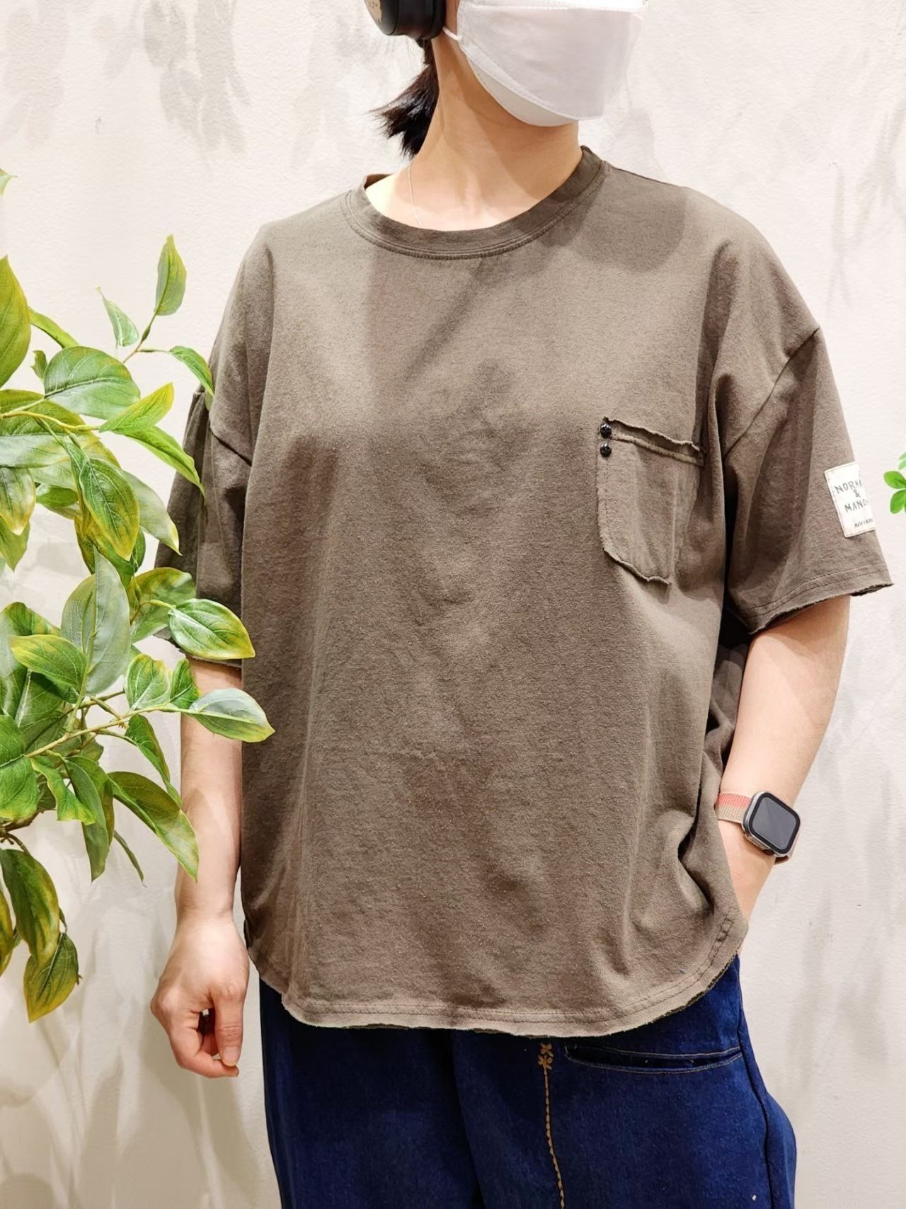 NO OX 特色雙鈕子袋口tee