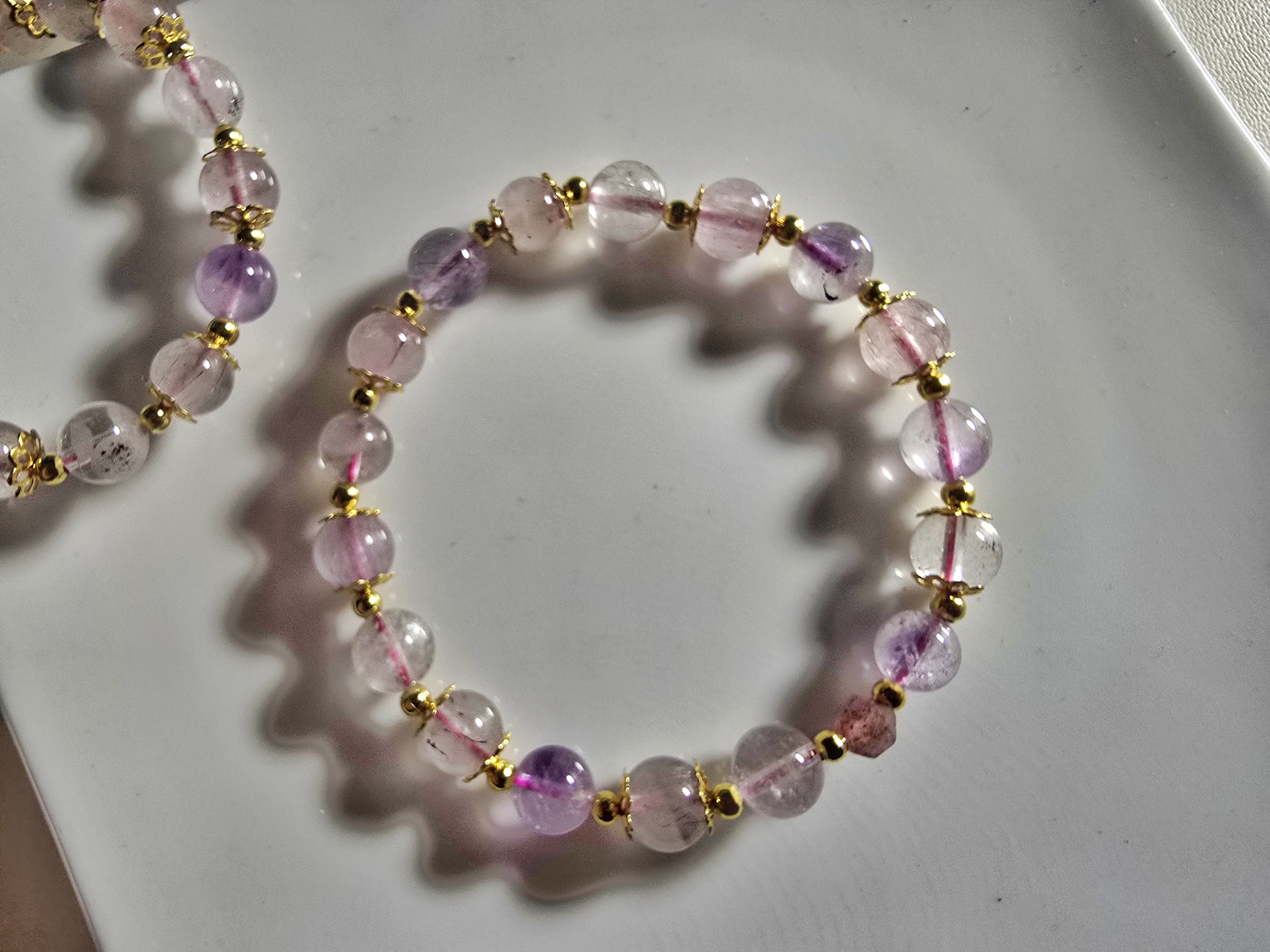 DIY0126-3 天然Super7 草莓晶設計款手鍊