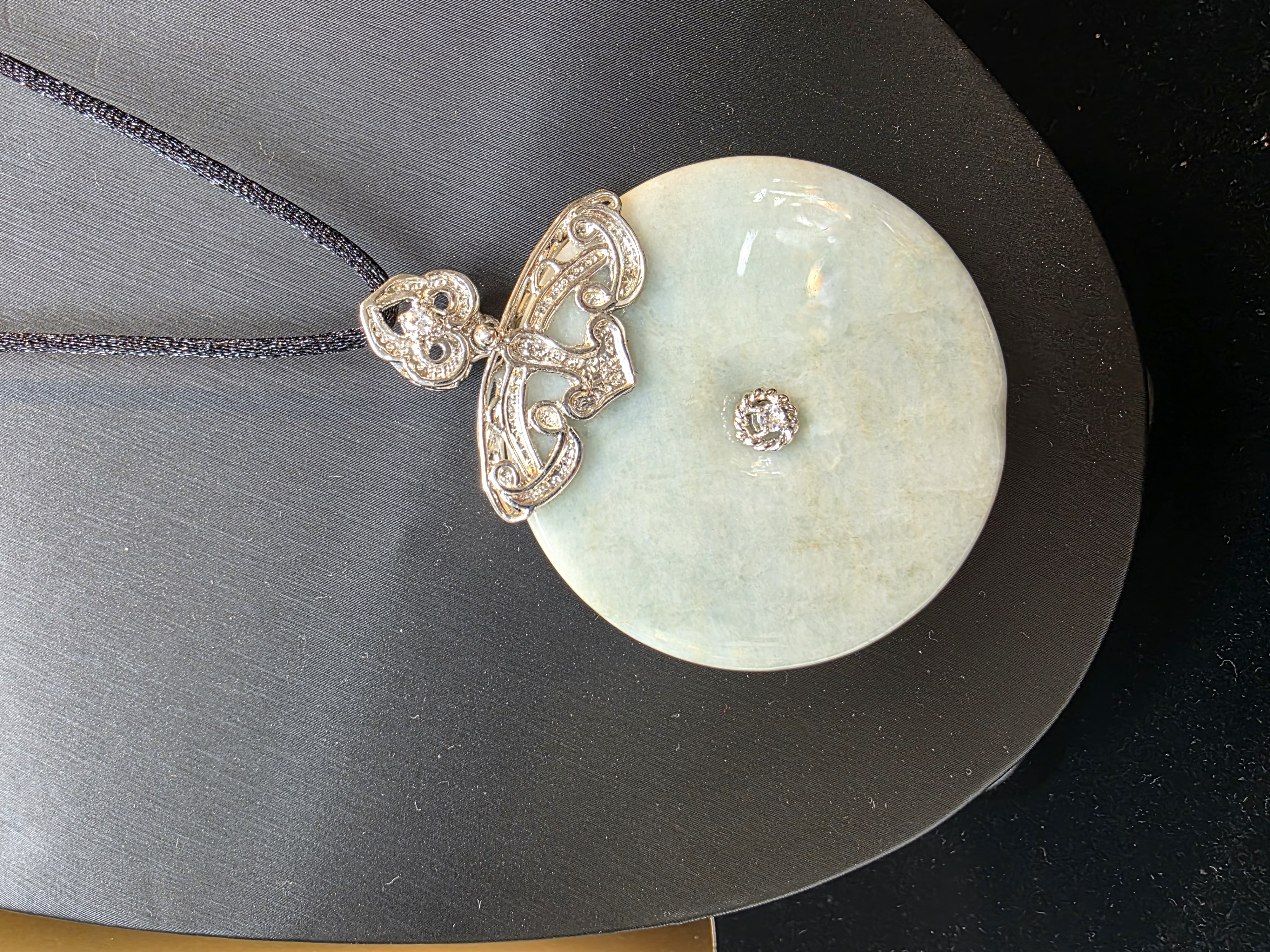 緬甸玉平安扣925銀吊墜