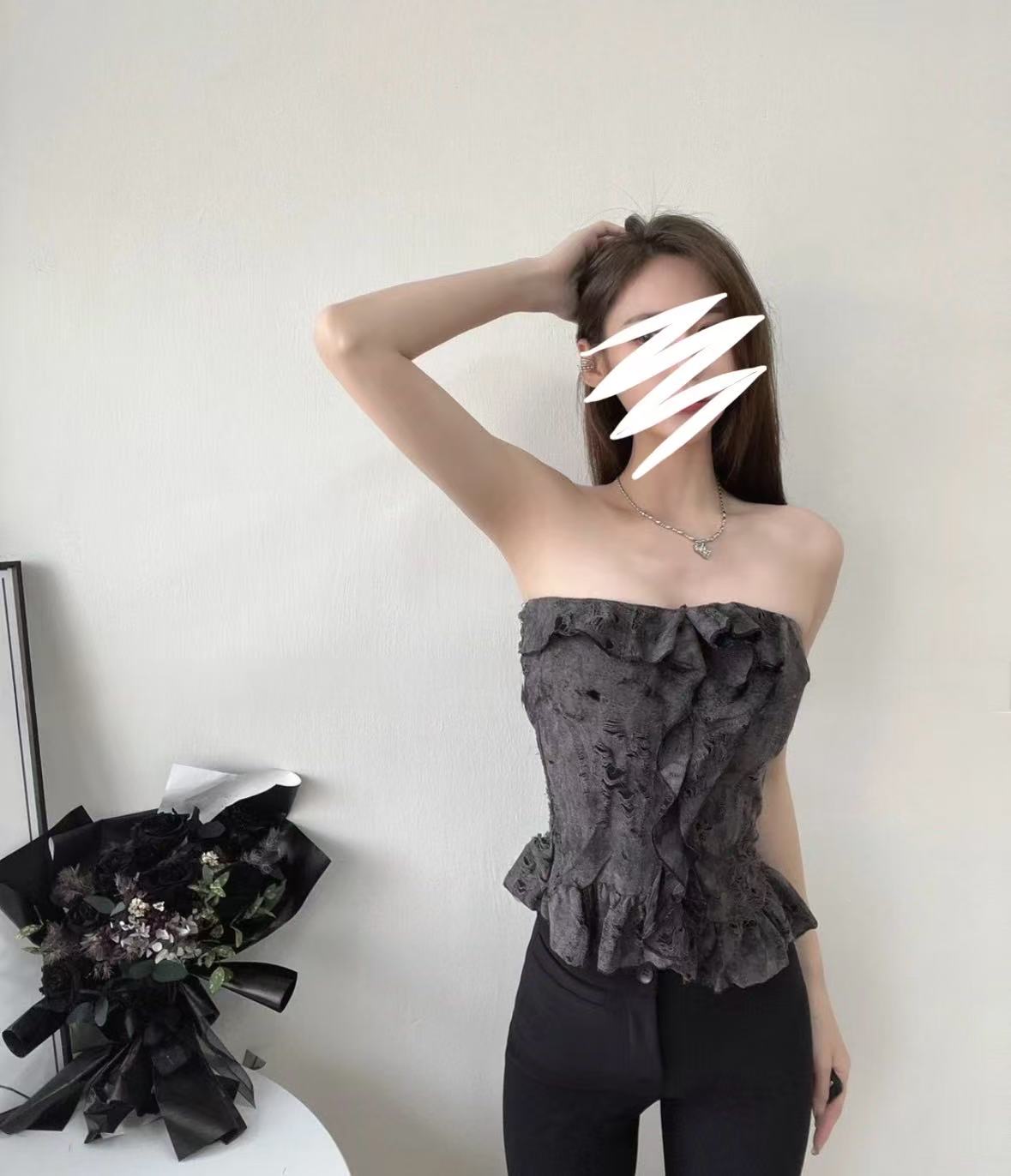 TP374辣妹碎花抹胸