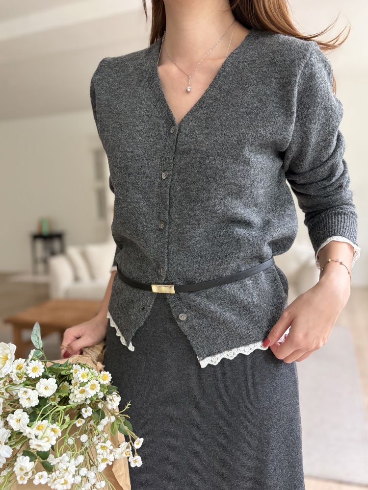 The Lacie Wool Cardigan (Charcoal)