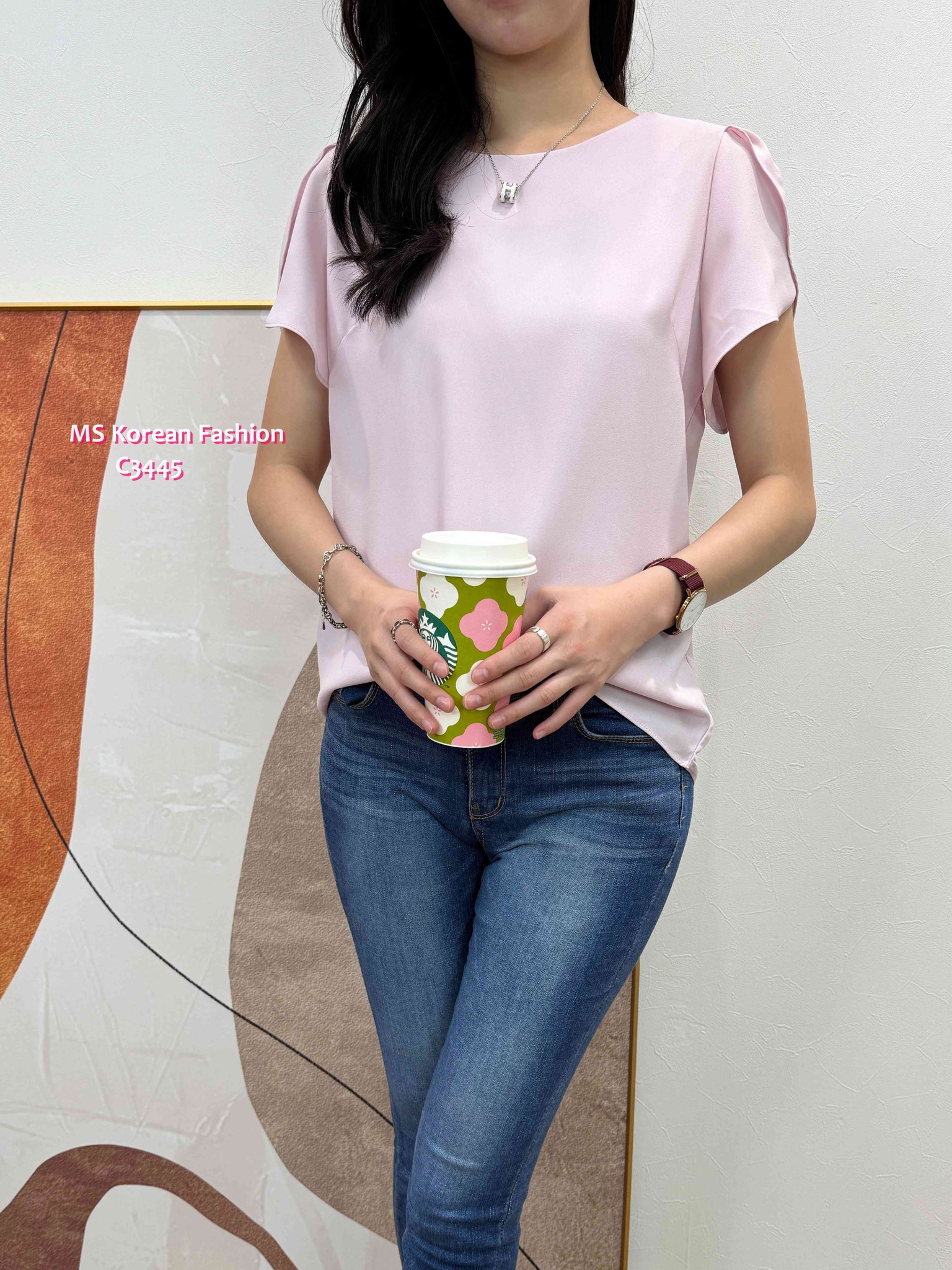 C3445 韓國🇰🇷靚料荷葉袖top