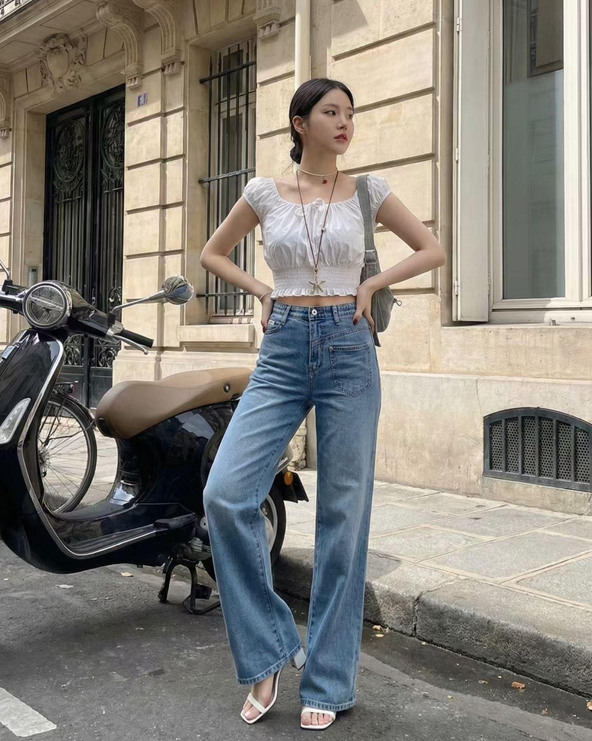 前袋小小喇叭直腳褲