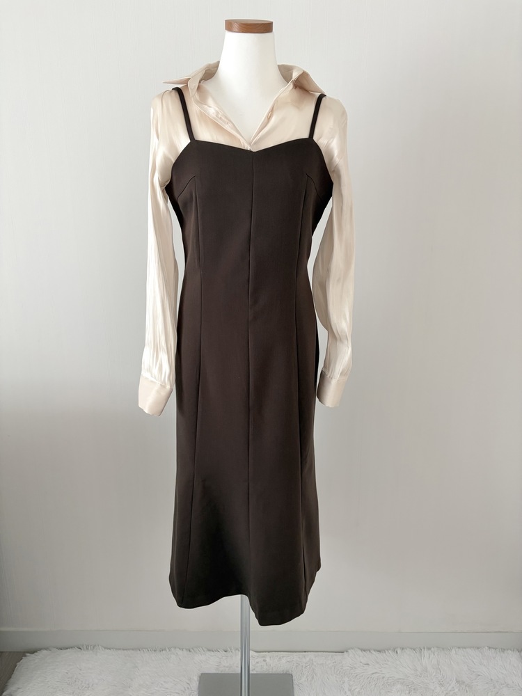 Contour Slip Dress (Brown)