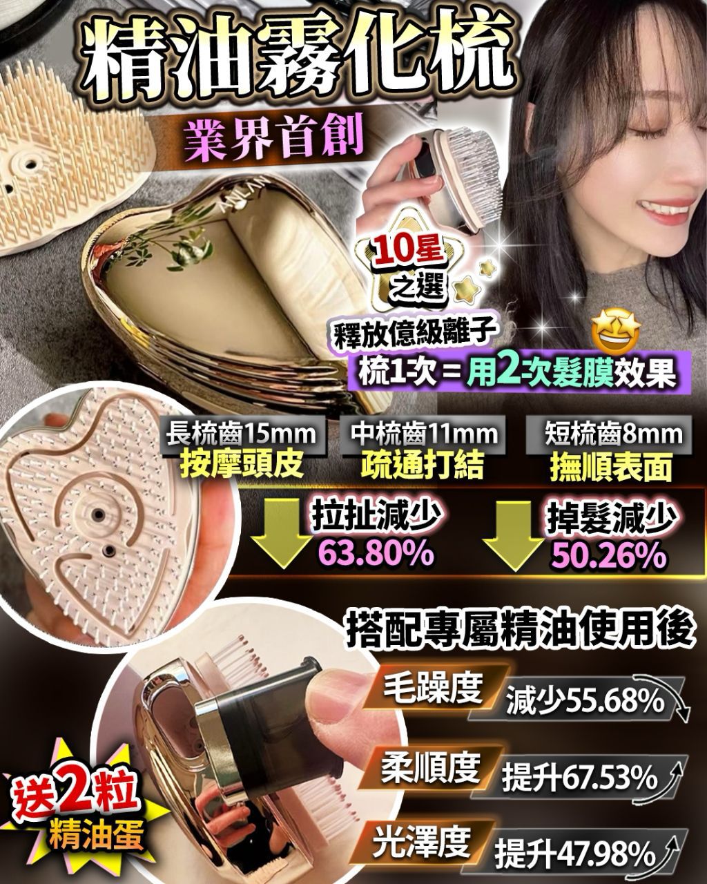 Anlan霧化梳❤️送2粒精油蛋   ✅ 現貨 ✅ ‼️ 售完即止‼️