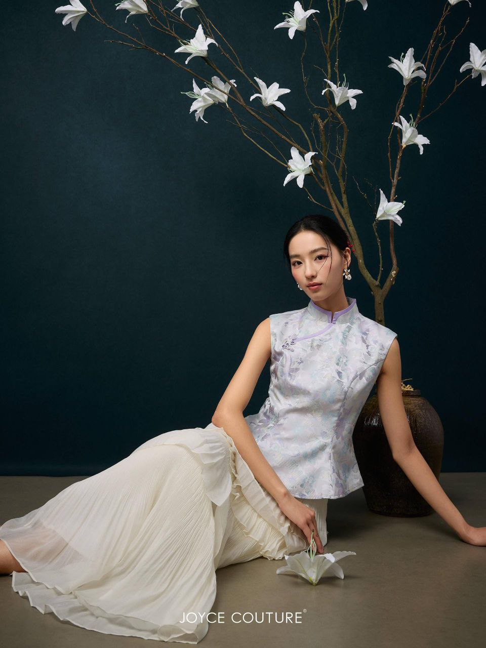 出袖提花旗袍上衣 T0759