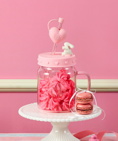 韓國 STARBUCKS Love Bunny 愛心吊飾玻璃冷飲杯 562ml