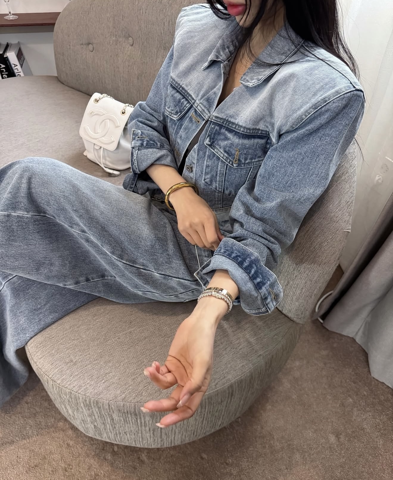 B01 後扣漸變色洗水牛仔外套