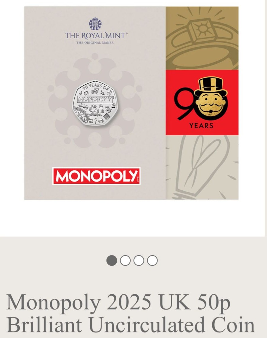 Monopoly 2025 UK 50p Brilliant Uncirculated Coin (GC4126)