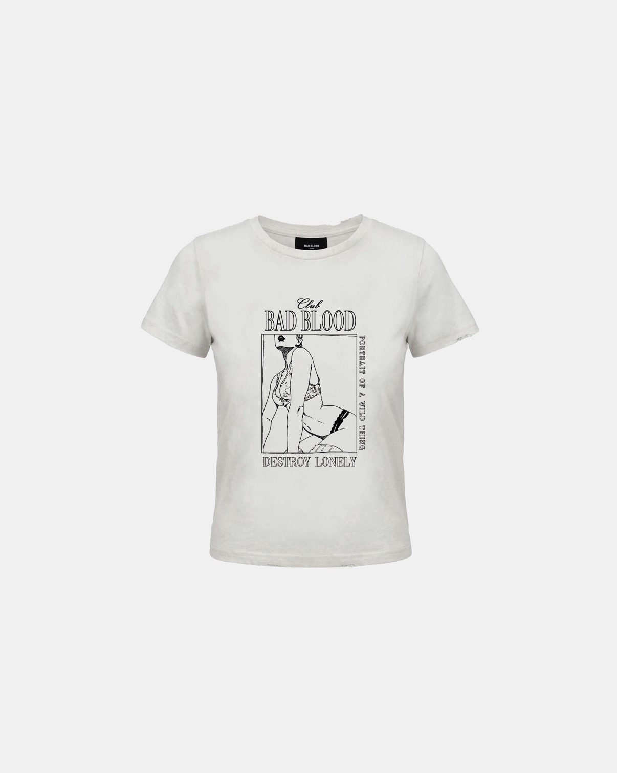 BADBLOOD[w-tee26-140] Lonely Girl Short Sleeve T-Shirt - White