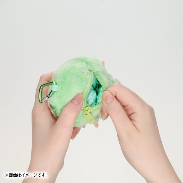 抹茶Monchhichi 毛毛拉鍊袋附爬山扣