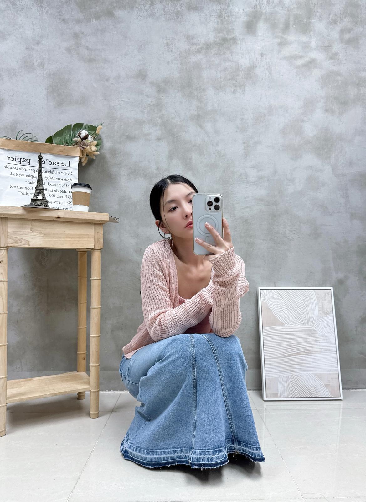 G09 雙鈕高腰牛仔魚尾裙