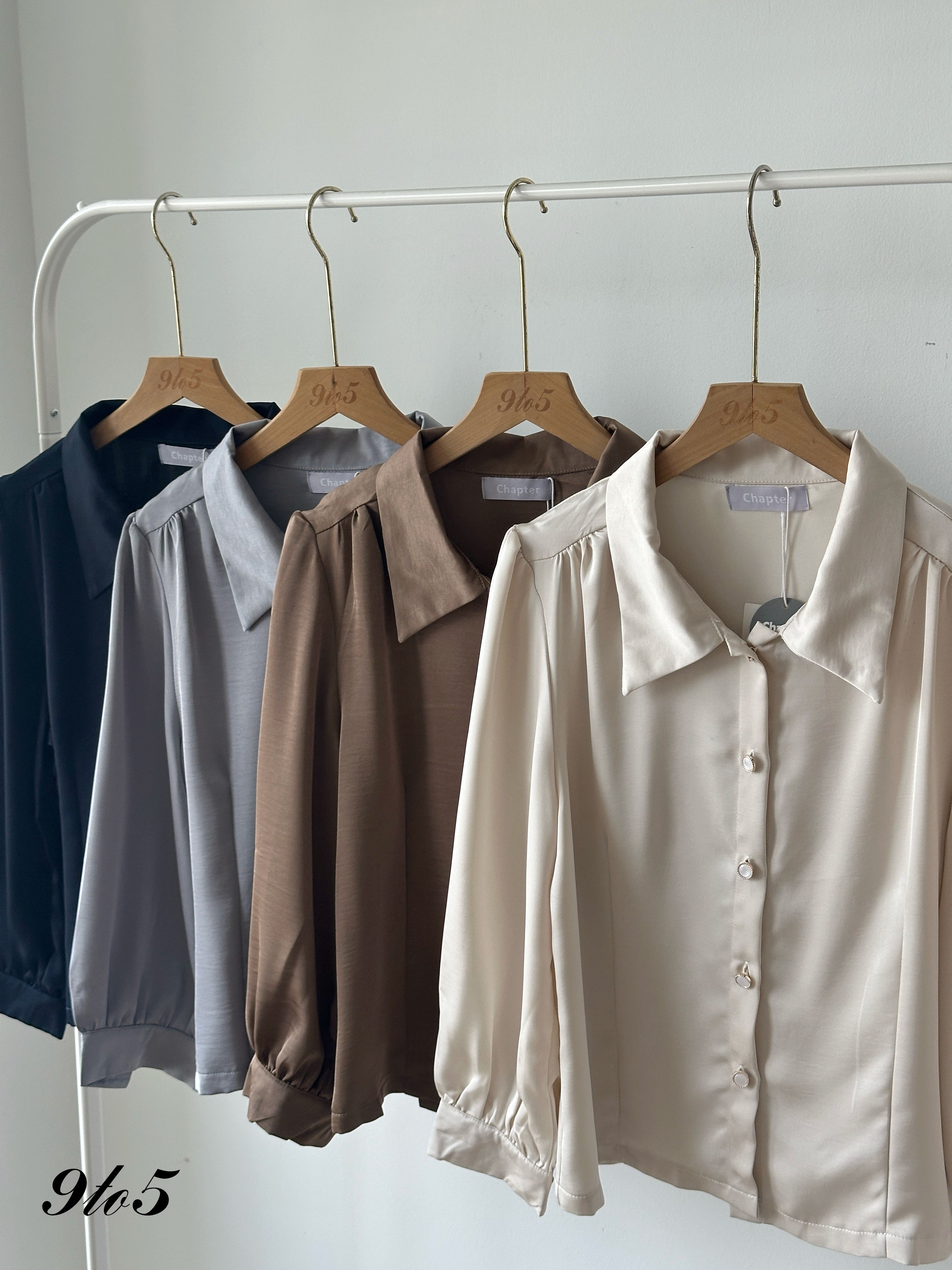 T4160 Puff Sleeve Satin Blouse - 4 Colors 