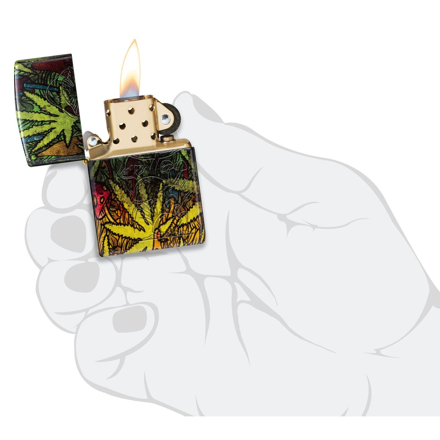 Zippo 46387 反文化融合打火機 – 翻舊銅隱藏自然圖案 (真菌融合設計) 菇．麻葉．五面設計 Zippo 46387 Counter Culture Fusion Lighter