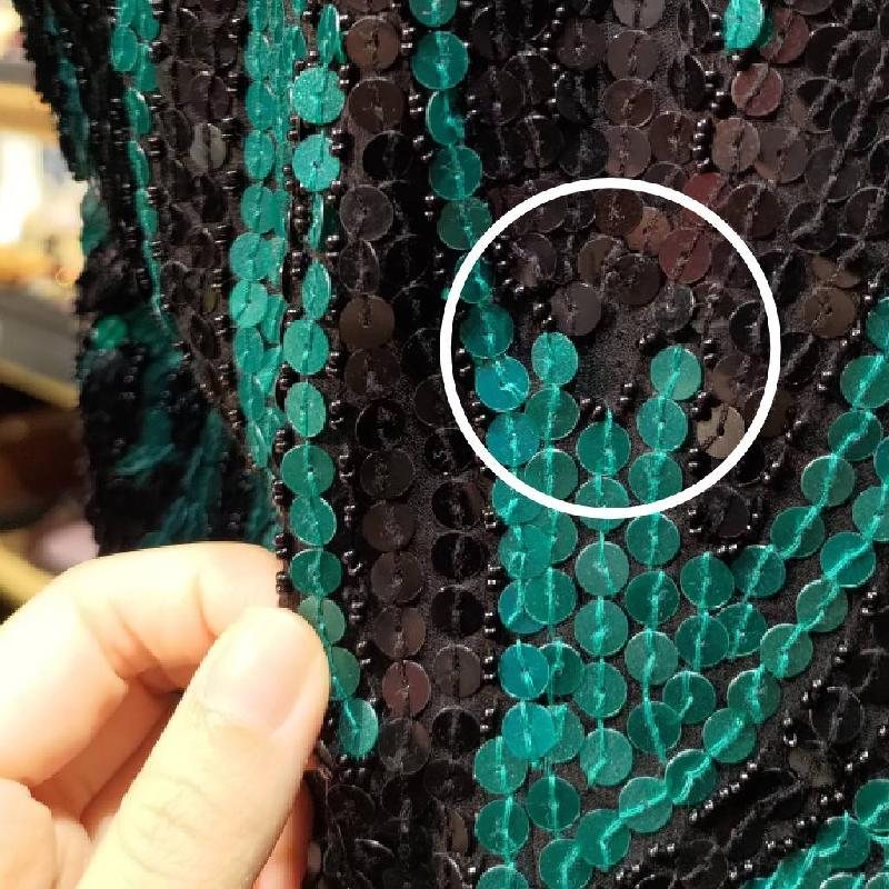 1980s Oleg Cassini by He-ro industries co. Hand-Stitched Green & Black Sequin Silk Disco Top (ZA115)