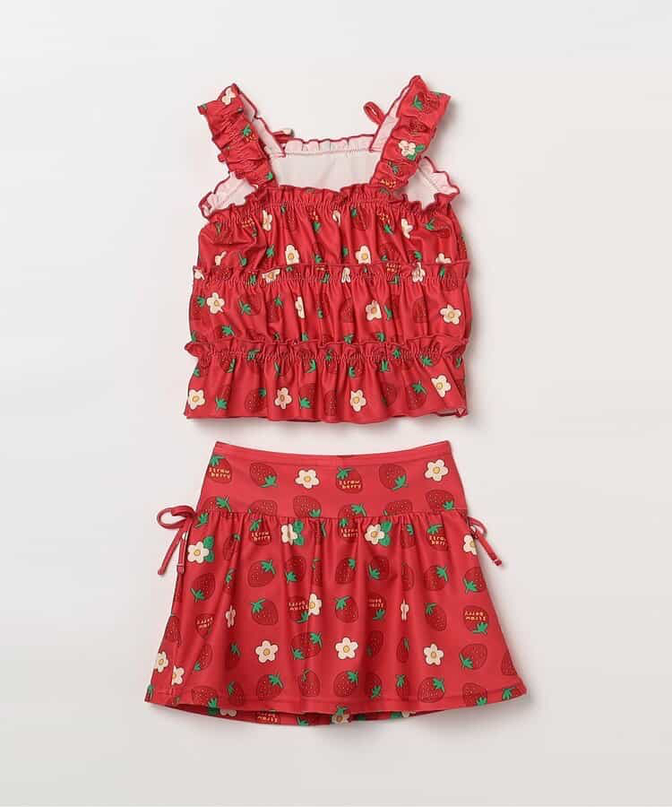 🇯🇵預訂 日本直送🇯🇵p.premier四色標籤圖案印花褶皺上衣和裙擺分體泳衣