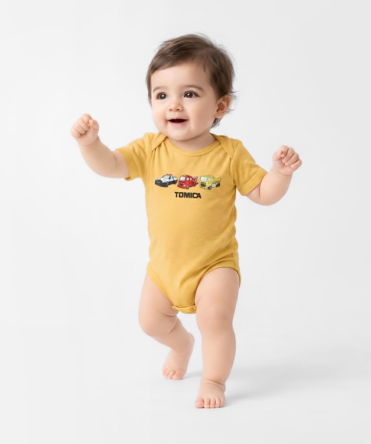 💚預訂 台灣直送💚Tomica兩色車車印花純棉短袖包屁衣