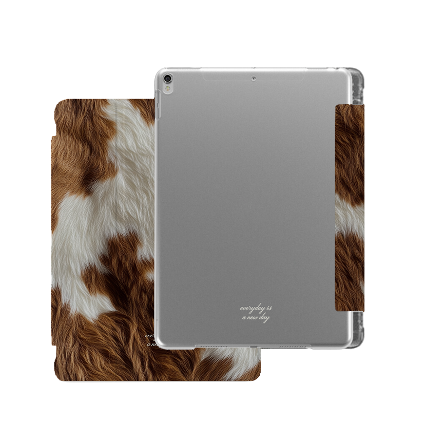 【Cowhide Brown】透明磨砂書本式 iPad Case