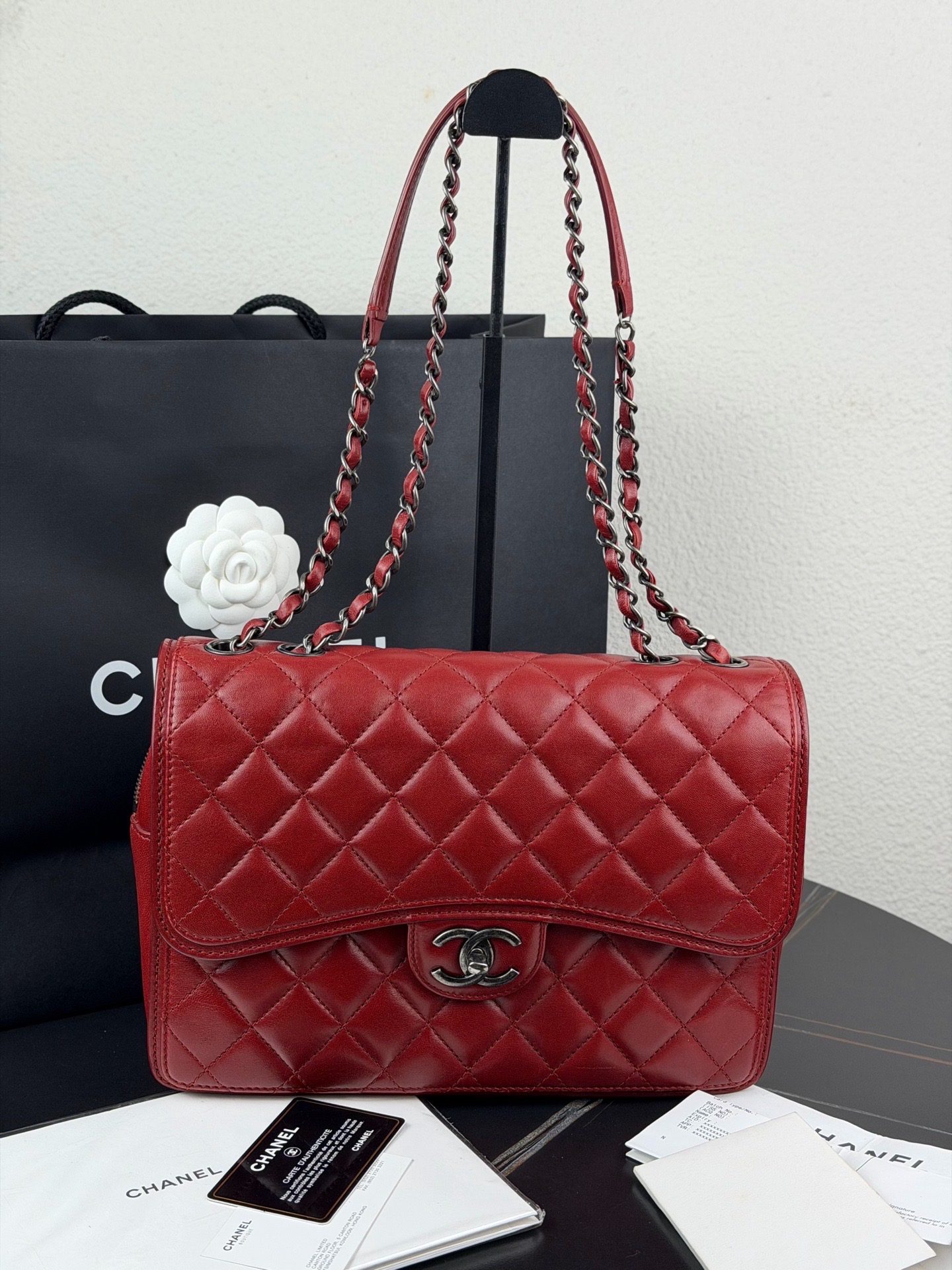 【預訂貨品】Chanel CF系列紅色羊皮郵差包