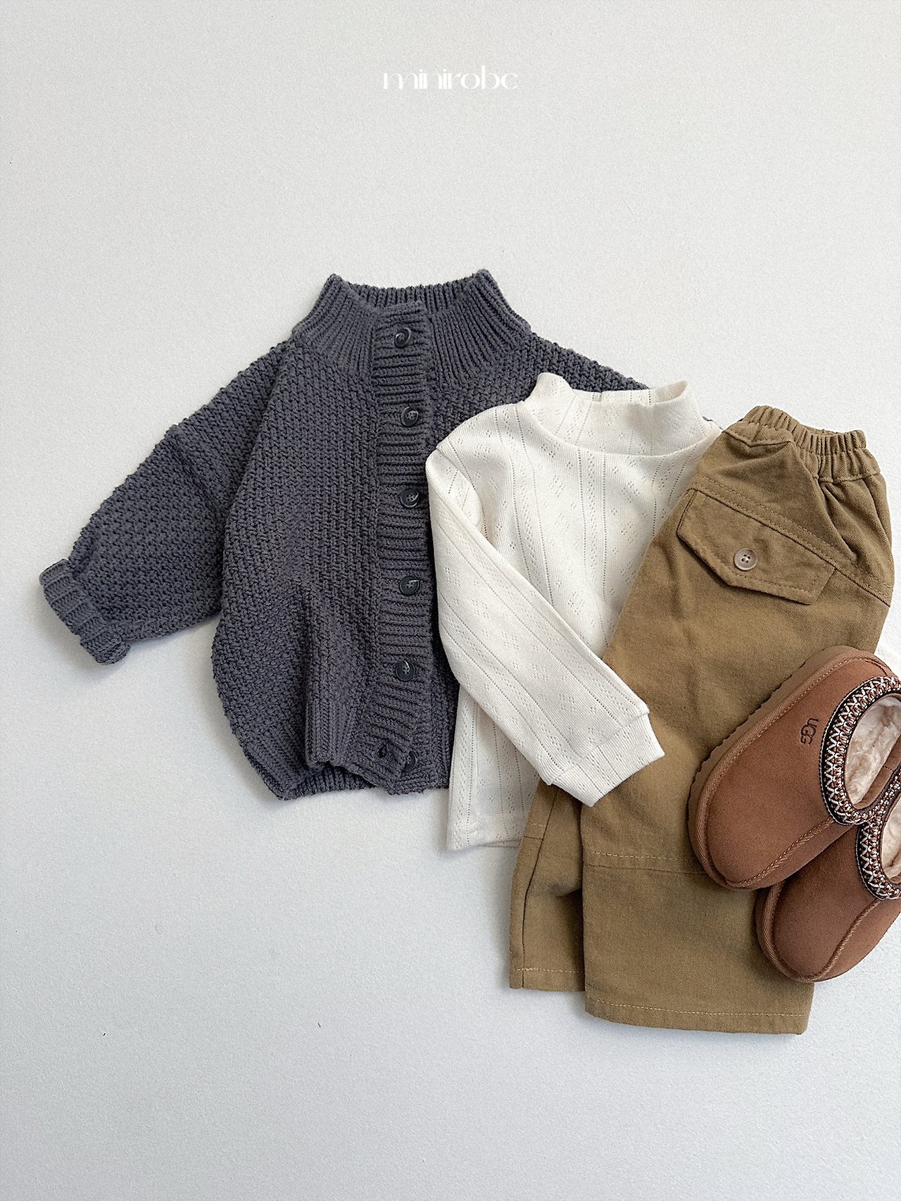 Mnirobe | Waffle High-Neck Cardigan