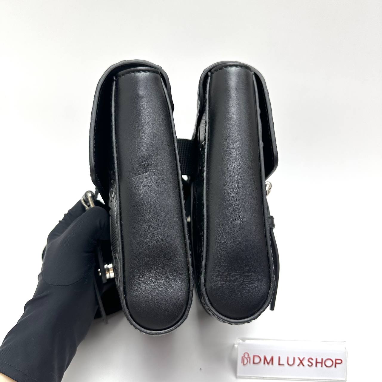 Gucci Black Perforated Double Belt Bag